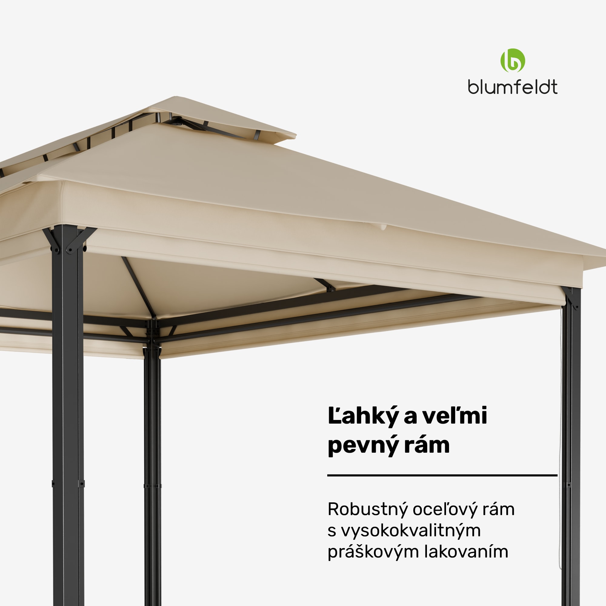 Blumfeldt Grandezza Cortina záhradný altánok 3x4 m, odolný voči poveternostným vplyvom, prášková farba, bočné rolety – Obrázok 3