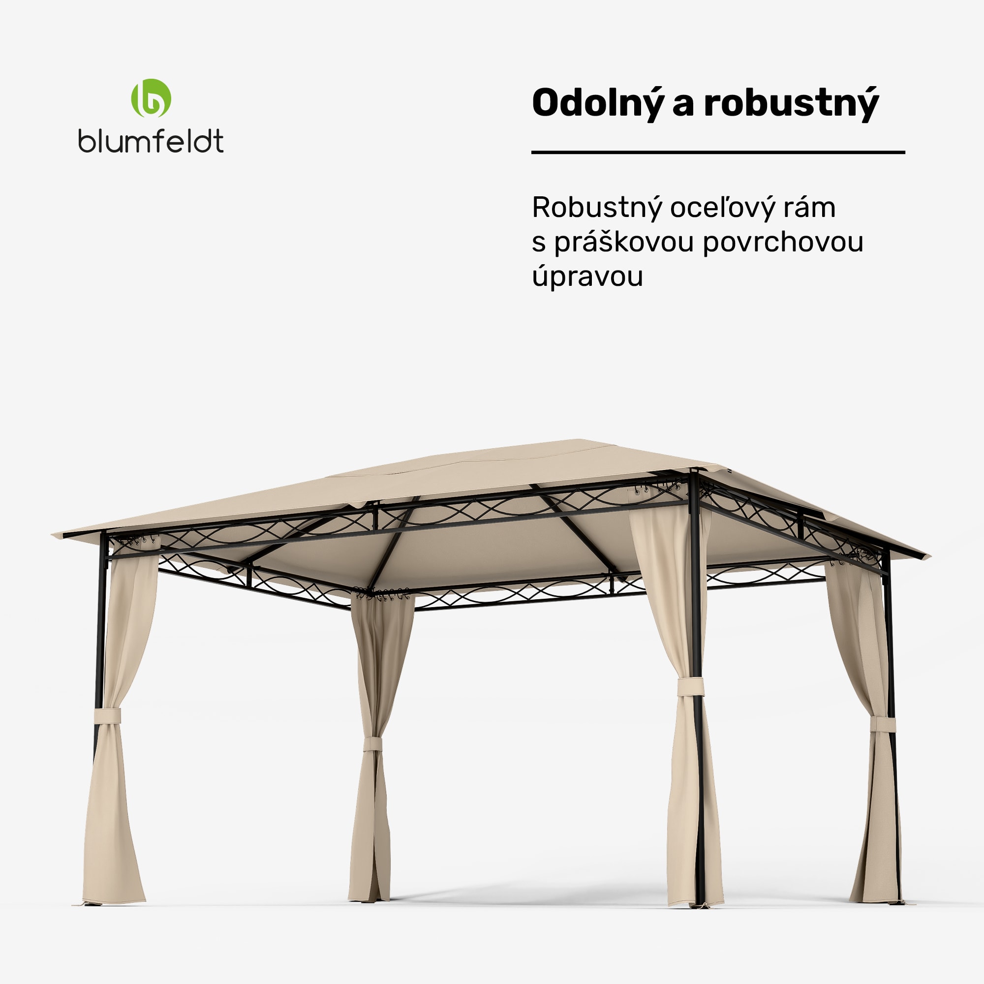 Blumfeldt Mondo 3x4 altánok s kovovým rámom a 4 bočnými stenami – Obrázok 2