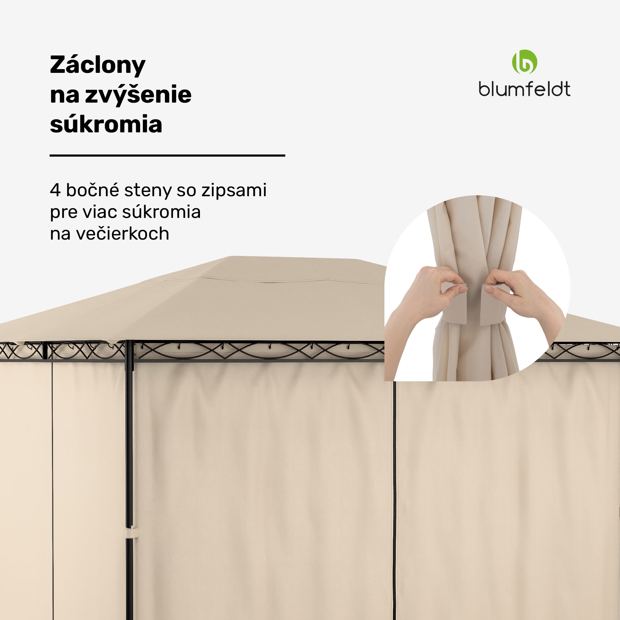 Blumfeldt Mondo 3x4 altánok s kovovým rámom a 4 bočnými stenami – Obrázok 3