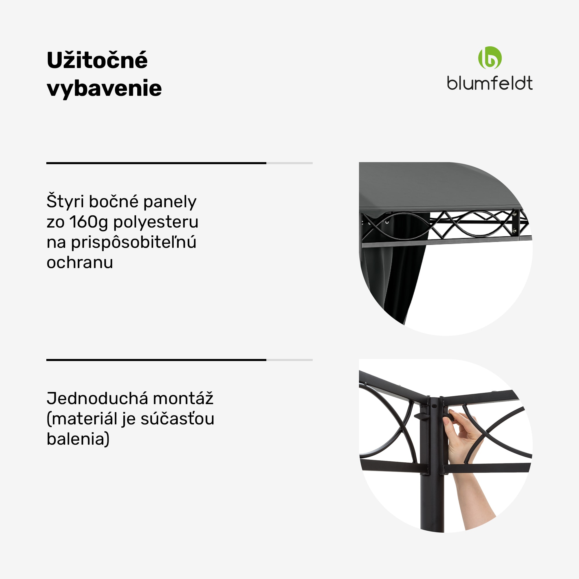 Blumfeldt Mondo 3x6 altánok s kovovým rámom a 4 bočnými stenami – Obrázok 5