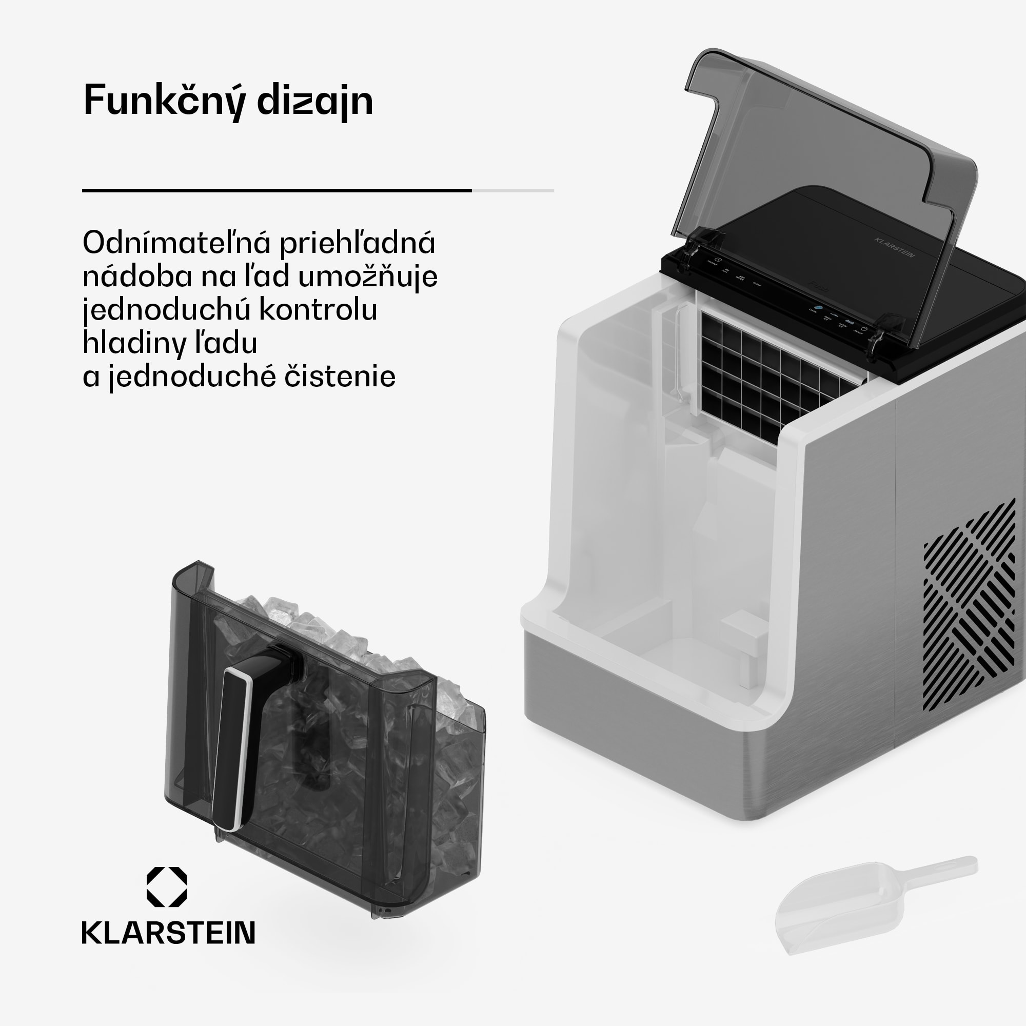 Klarstein Ice Lux výroba ľadových kociek | Nerezová oceľ | 23 kg/24 h | Samočistiaca – Obrázok 5