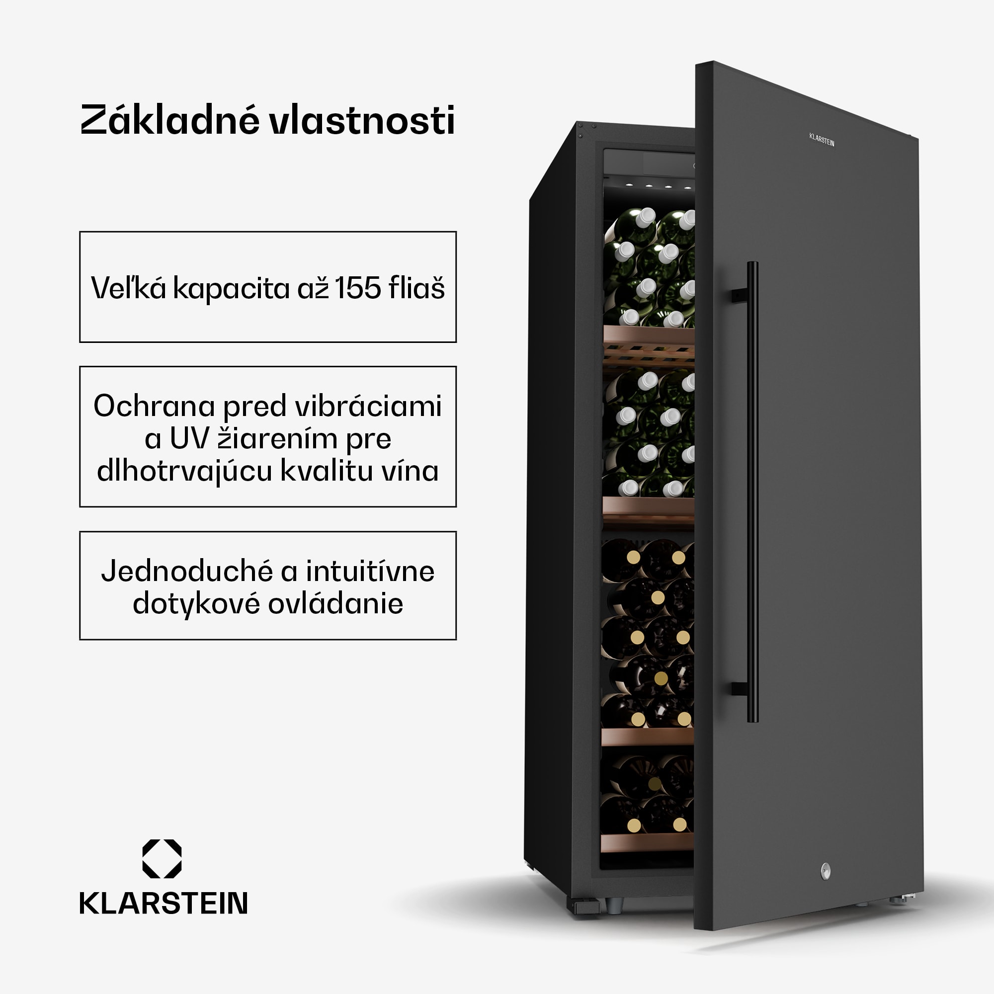 Klarstein CellarMax chladnička na víno, 155 fliaš, Kompresor, Energetická účinnosť E – Obrázok 2