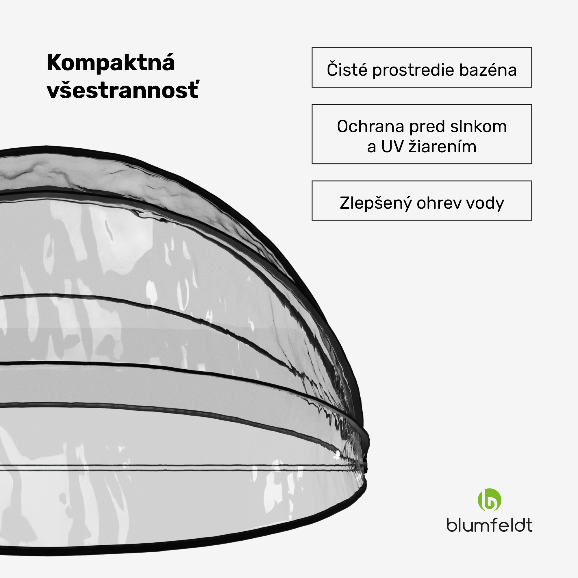 Blumfeldt ArmadilloShade bazénový altánok, Okrúhly, Sklolaminát, UV ochrana, Transparentný – Obrázok 2