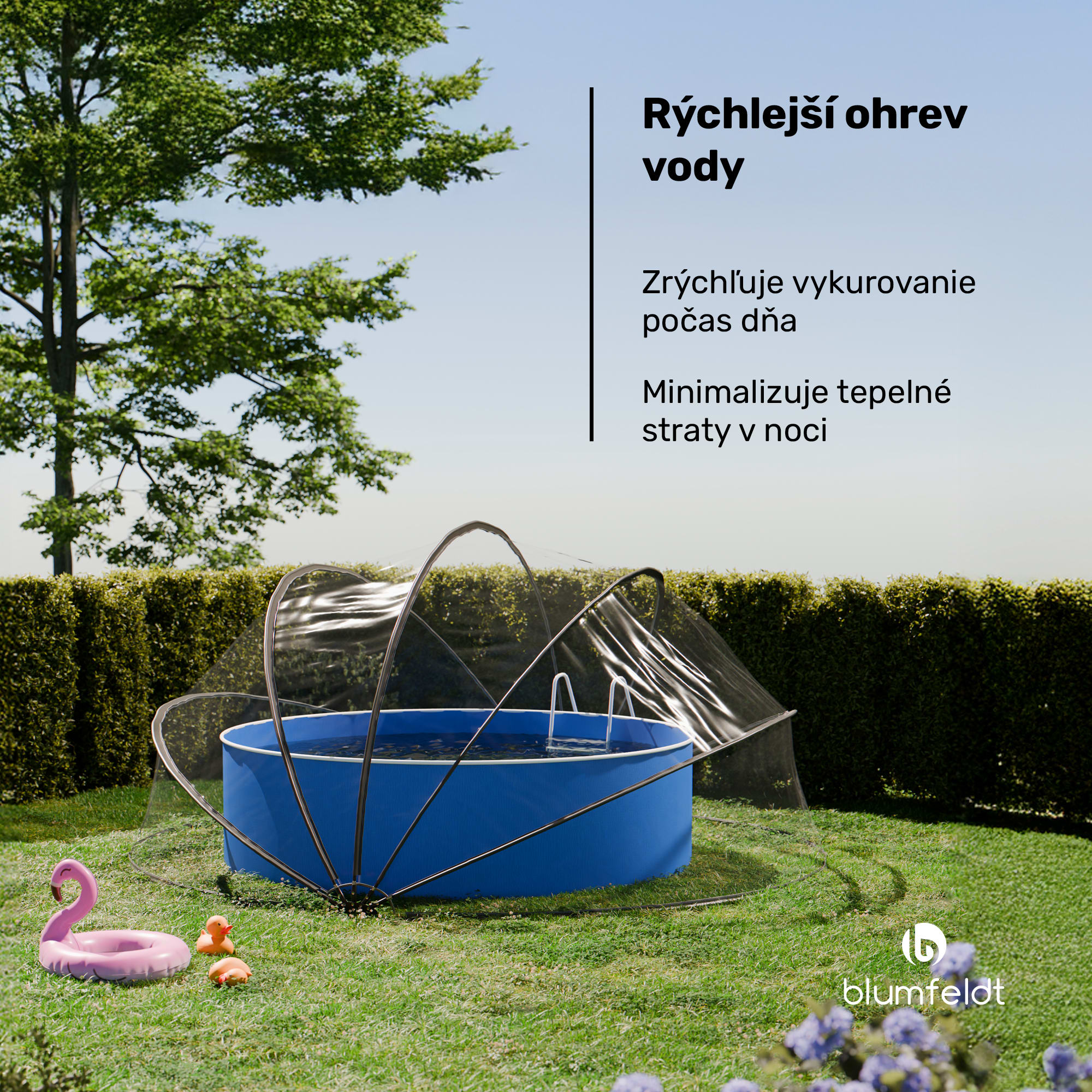 Blumfeldt ArmadilloShade bazénový altánok, Okrúhly, Sklolaminát, UV ochrana, Transparentný – Obrázok 3