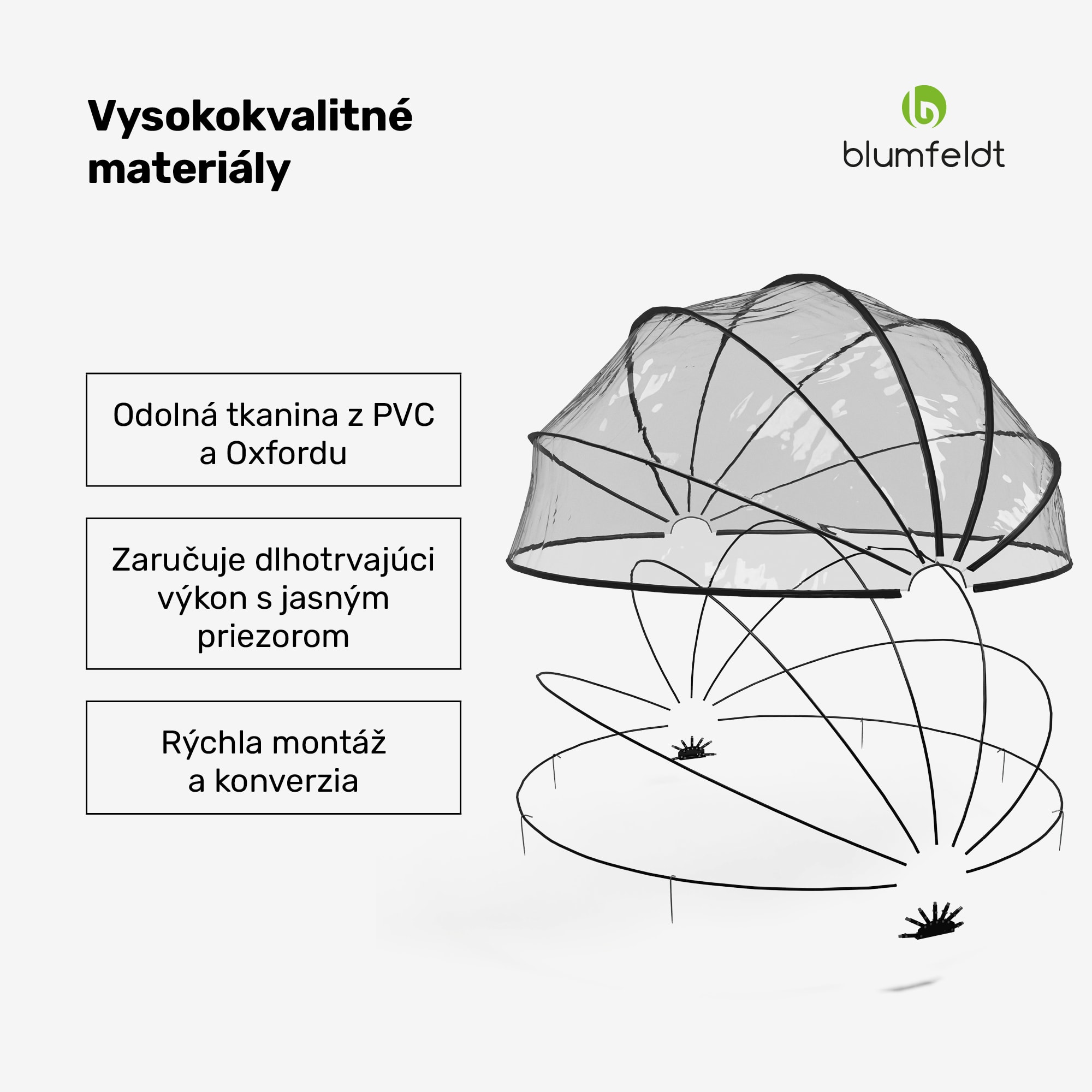 Blumfeldt ArmadilloShade bazénový altánok, Okrúhly, Sklolaminát, UV ochrana, Transparentný – Obrázok 5