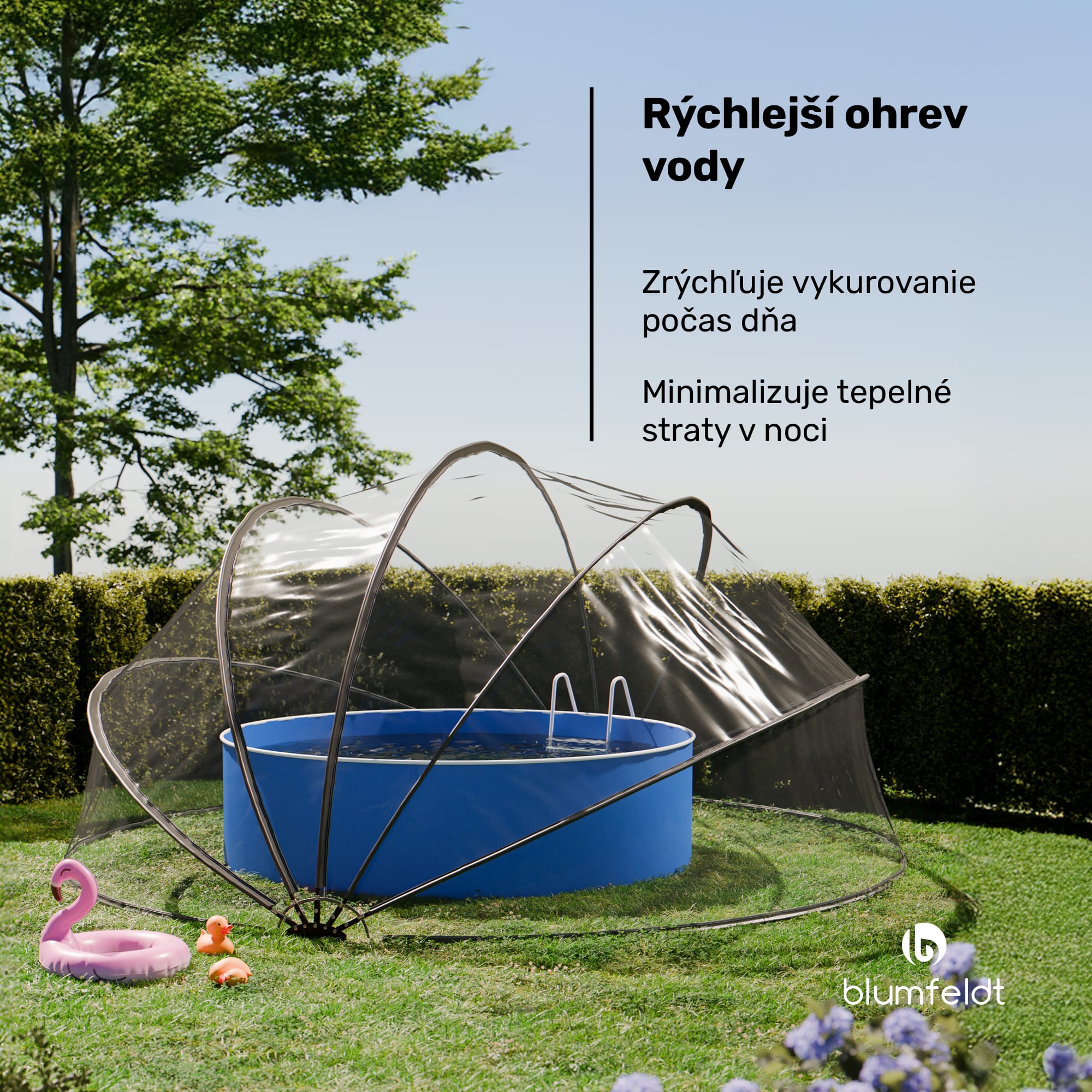 Blumfeldt ArmadilloShade bazénový altánok, Okrúhly, Sklolaminát, UV ochrana, Transparentný – Obrázok 2