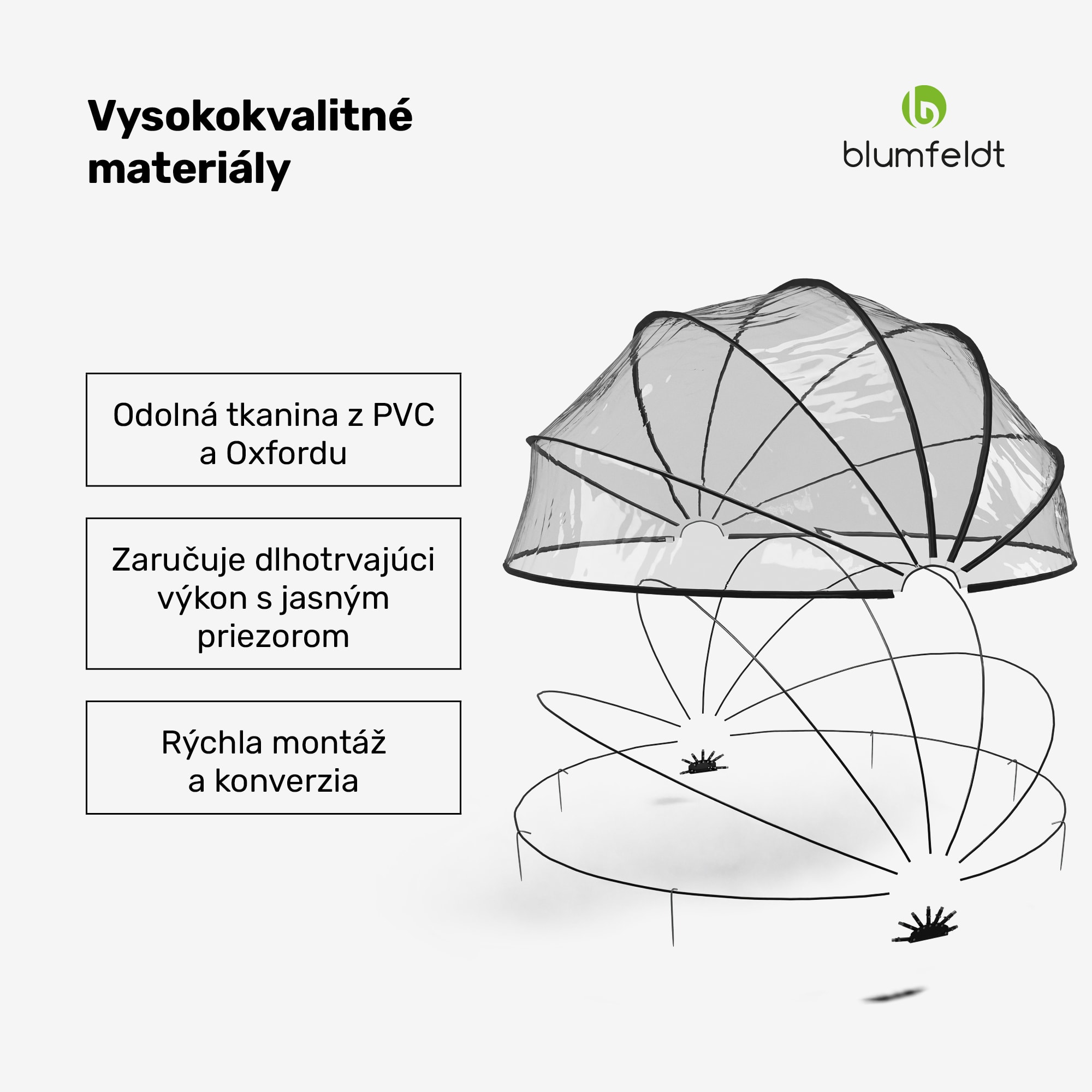 Blumfeldt ArmadilloShade bazénový altánok, Okrúhly, Sklolaminát, UV ochrana, Transparentný – Obrázok 4
