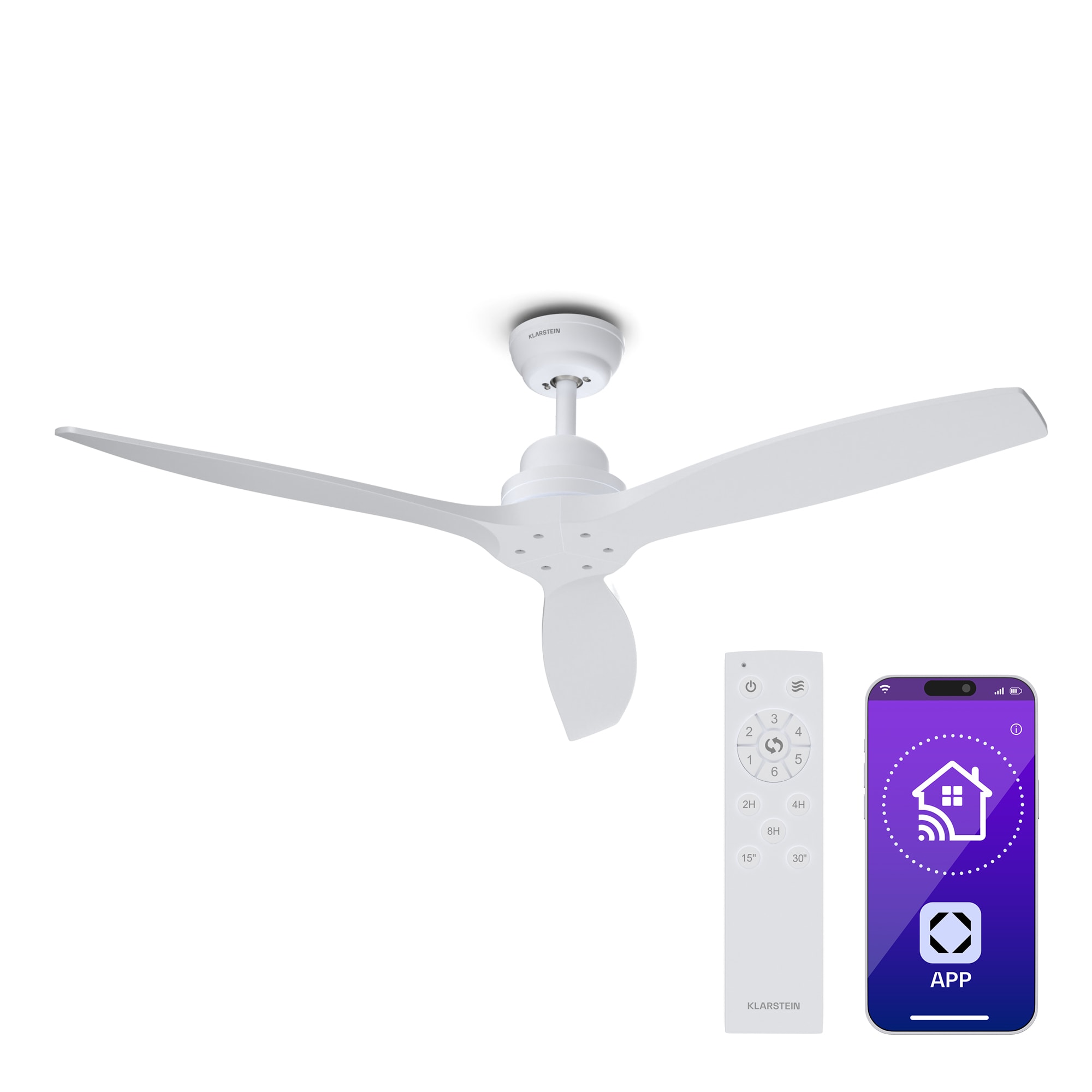 Klarstein Santa Elena Smart 52" stropný ventilátor, 10260 m³/h, 6 stupňov rýchlosti, diaľkové ovládanie, Smart