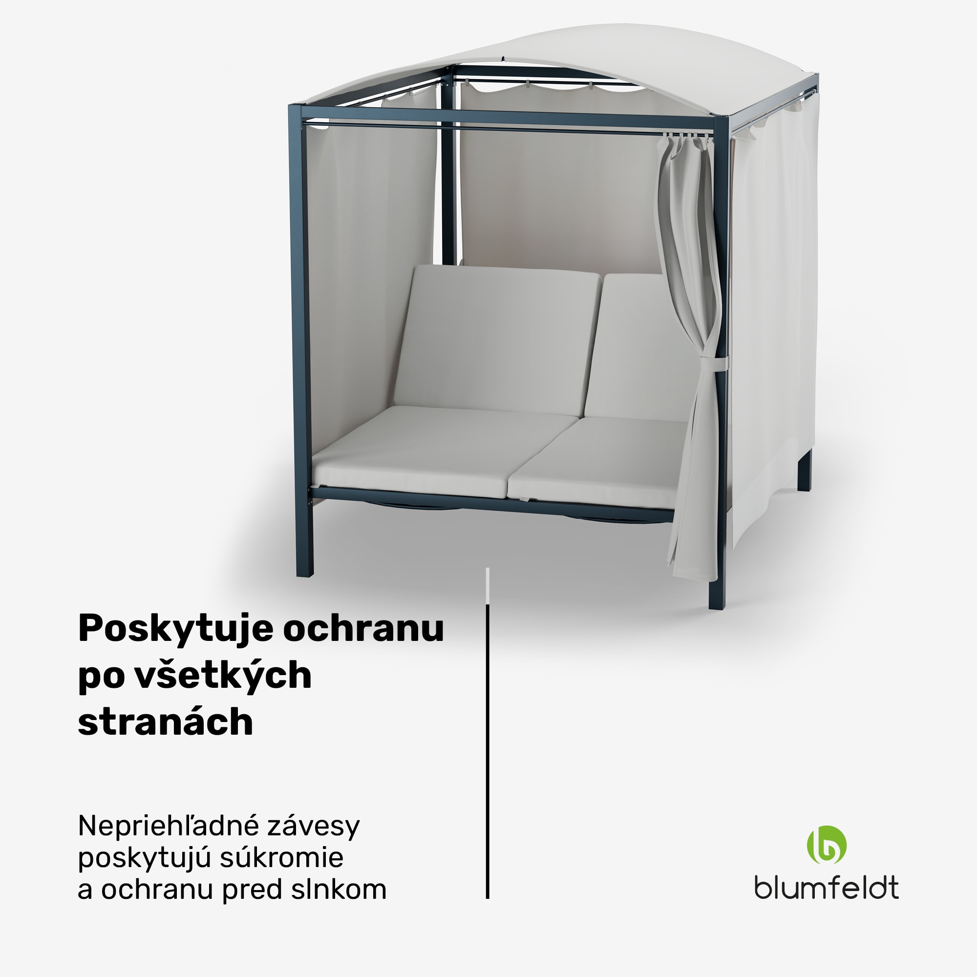Blumfeldt Eremitage Double XL solárium | ochrana pred slnkom | pre 2 osoby | oceľový rám | odolné voči poveternostným vplyvom – Obrázok 4