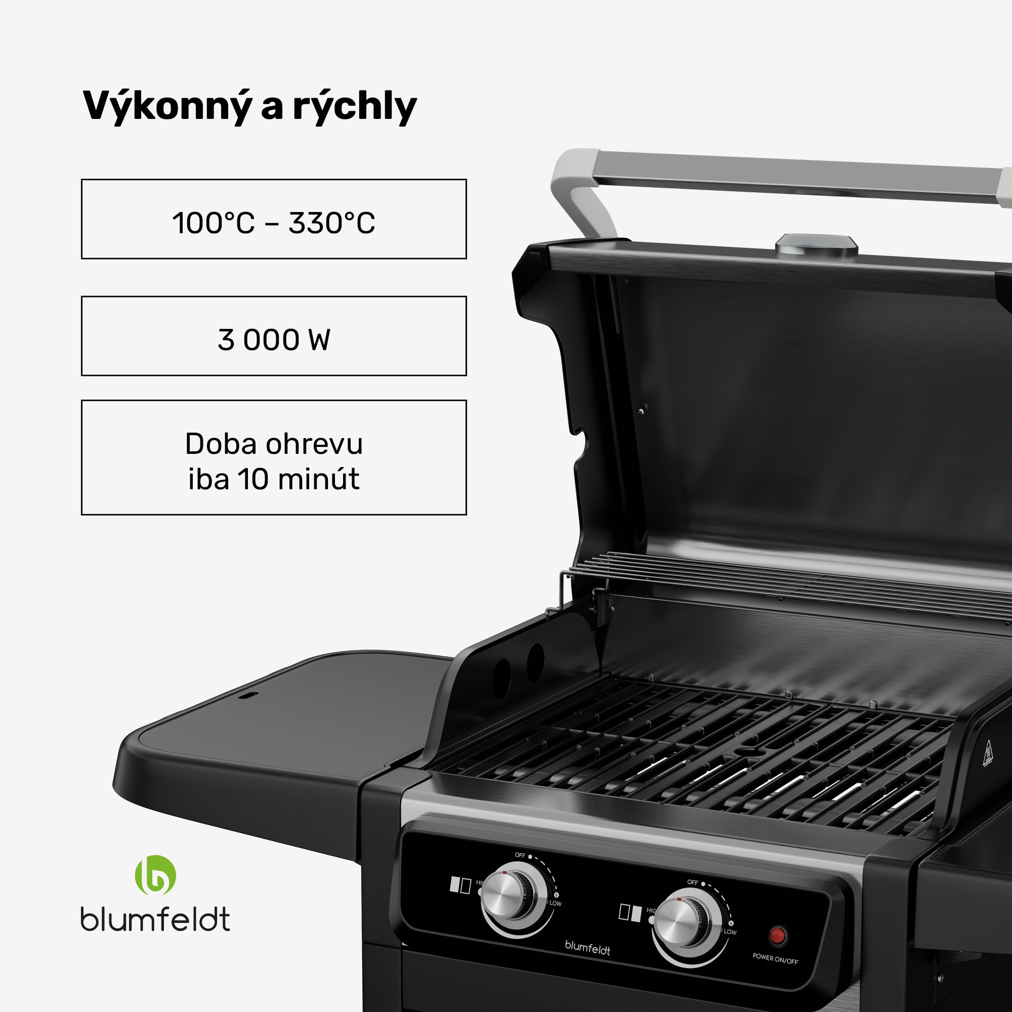 Blumfeldt Elektrický gril ElectricPro | Výkonný | Sklopné bočné stolíky | Integrovaný teplomer – Obrázok 3