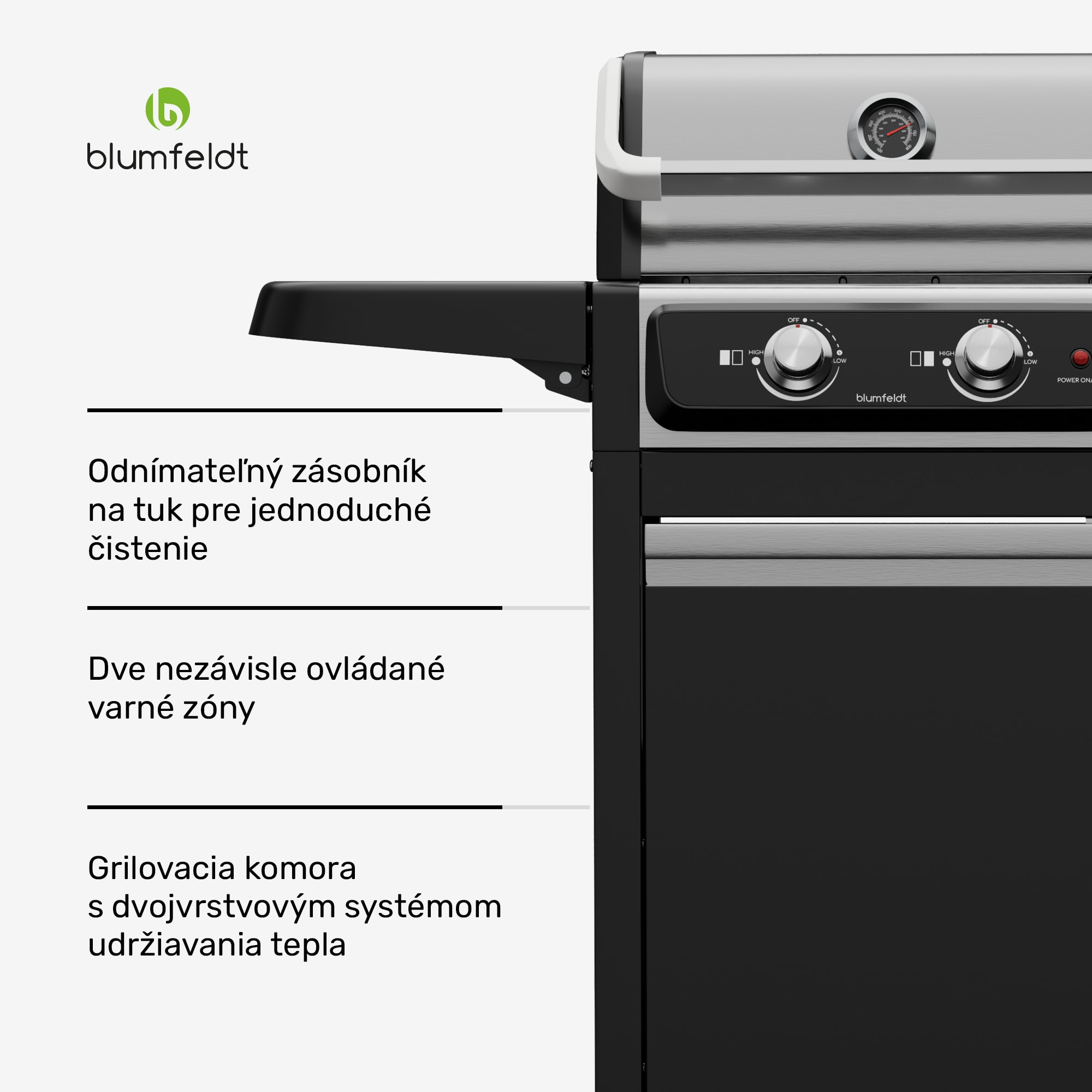 Blumfeldt Elektrický gril ElectricPro | Výkonný | Sklopné bočné stolíky | Integrovaný teplomer – Obrázok 5
