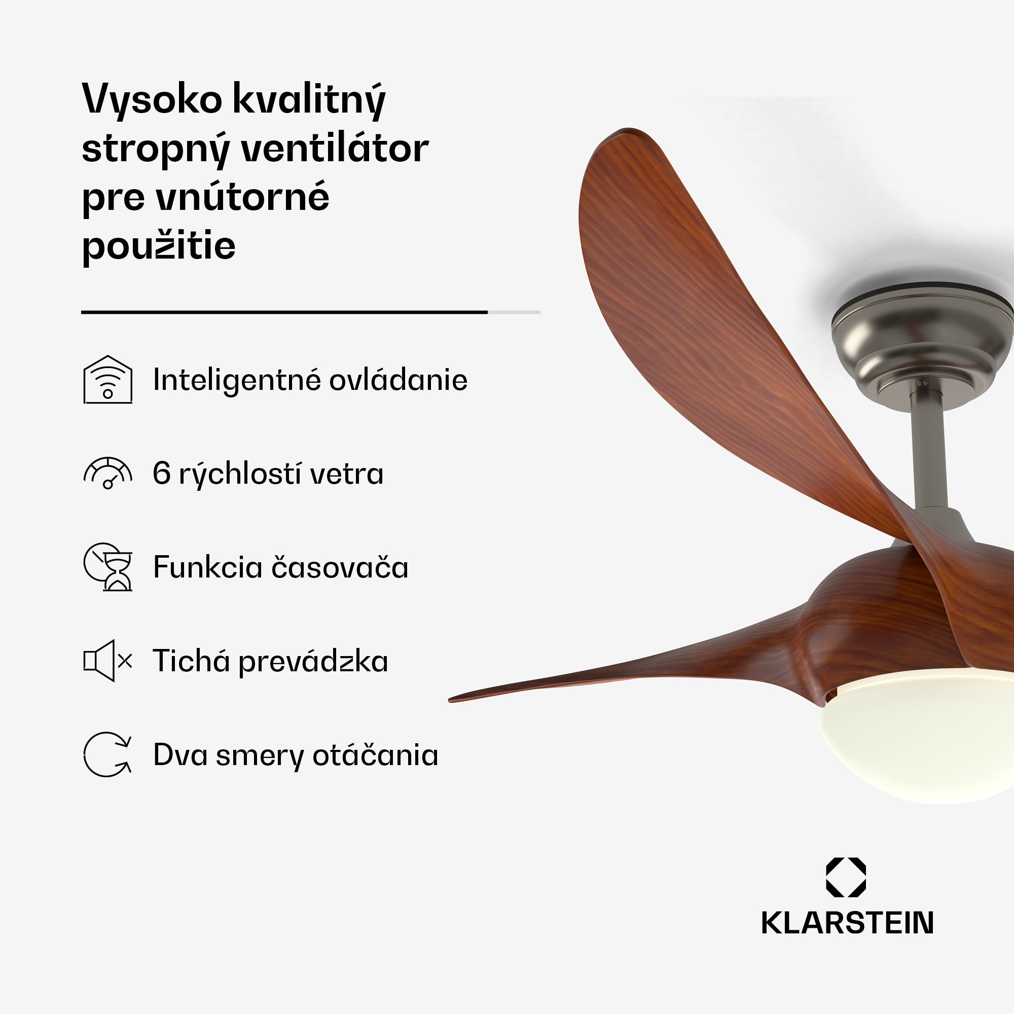 Klarstein Monteverde stropný ventilátor s nastaviteľným svetlom – Obrázok 2