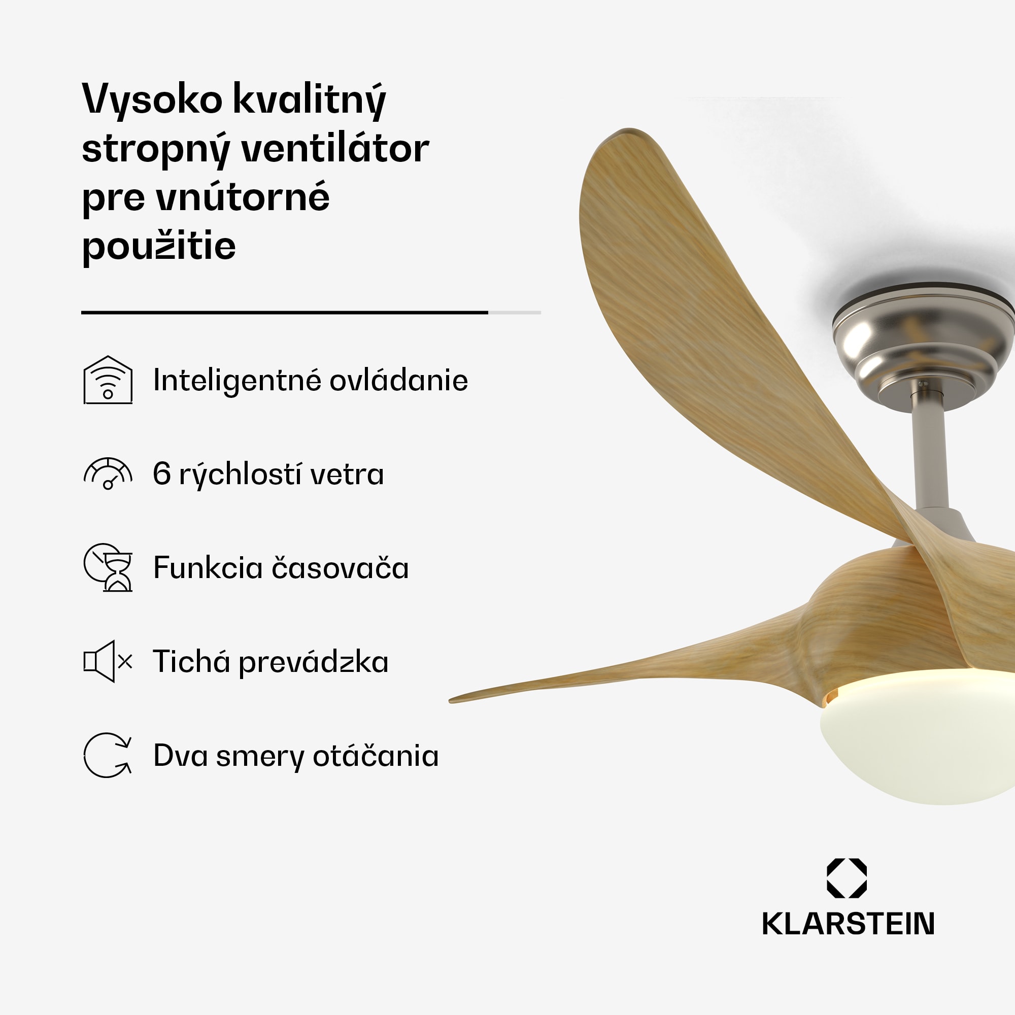 Klarstein Monteverde stropný ventilátor s nastaviteľným svetlom – Obrázok 2