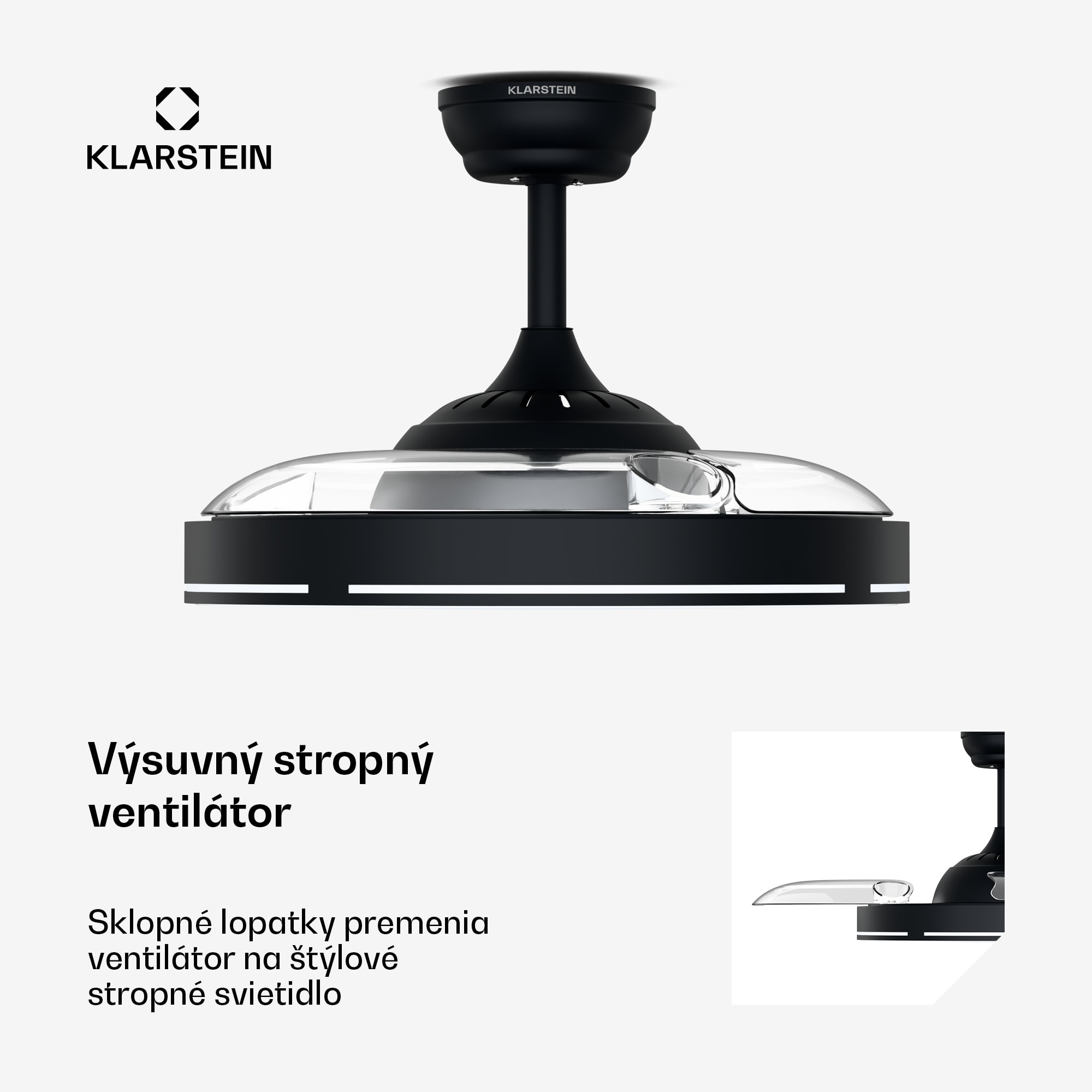 Klarstein AirFold | Inteligentný stropný ventilátor | Vysúvateľné lopatky | Stmievanie LED svetla | Smart – Obrázok 2