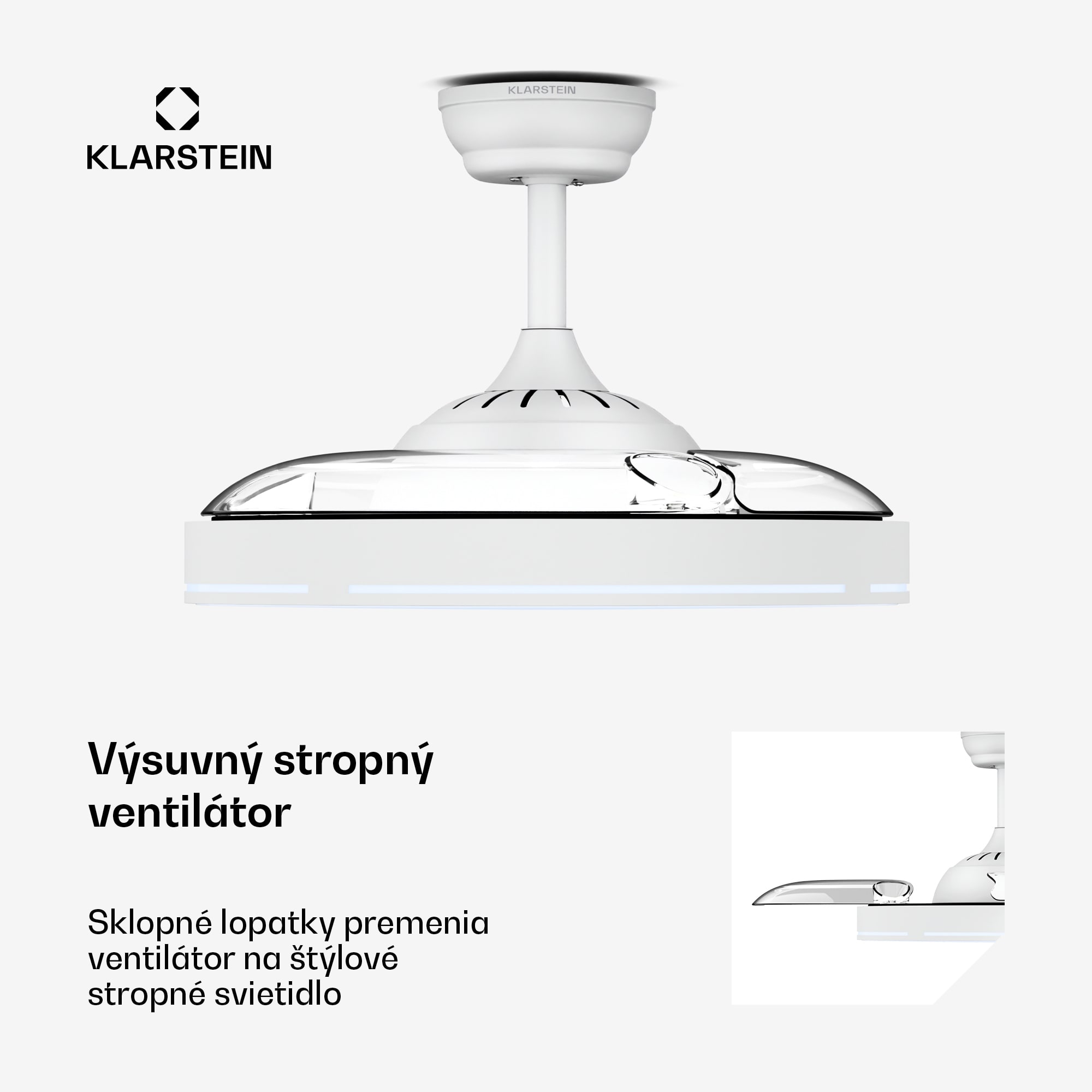 Klarstein AirFold | Inteligentný stropný ventilátor | Vysúvateľné lopatky | Stmievanie LED svetla | Smart – Obrázok 2