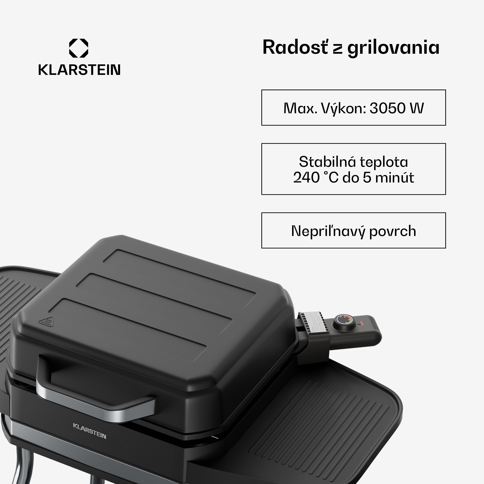 Klarstein Gatsby elektrický gril, Vnútorné a vonkajšie použitie, 3050 W, EasyGrill Concept, Do 240 °C