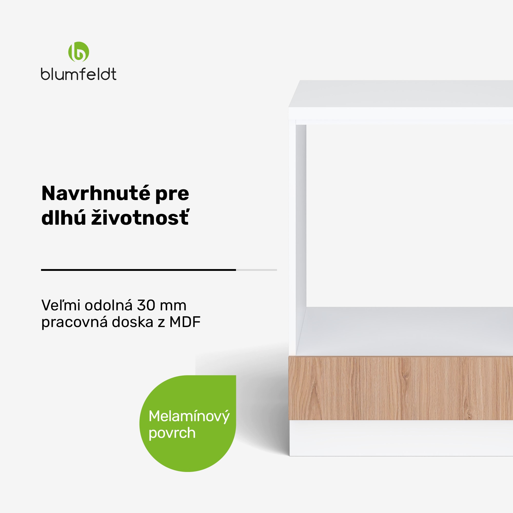 Blumfeldt WoodVista skladovacia skrinka | Pevná MDF pracovná doska | Udržateľné materiály | Jednoduchá montáž – Obrázok 2