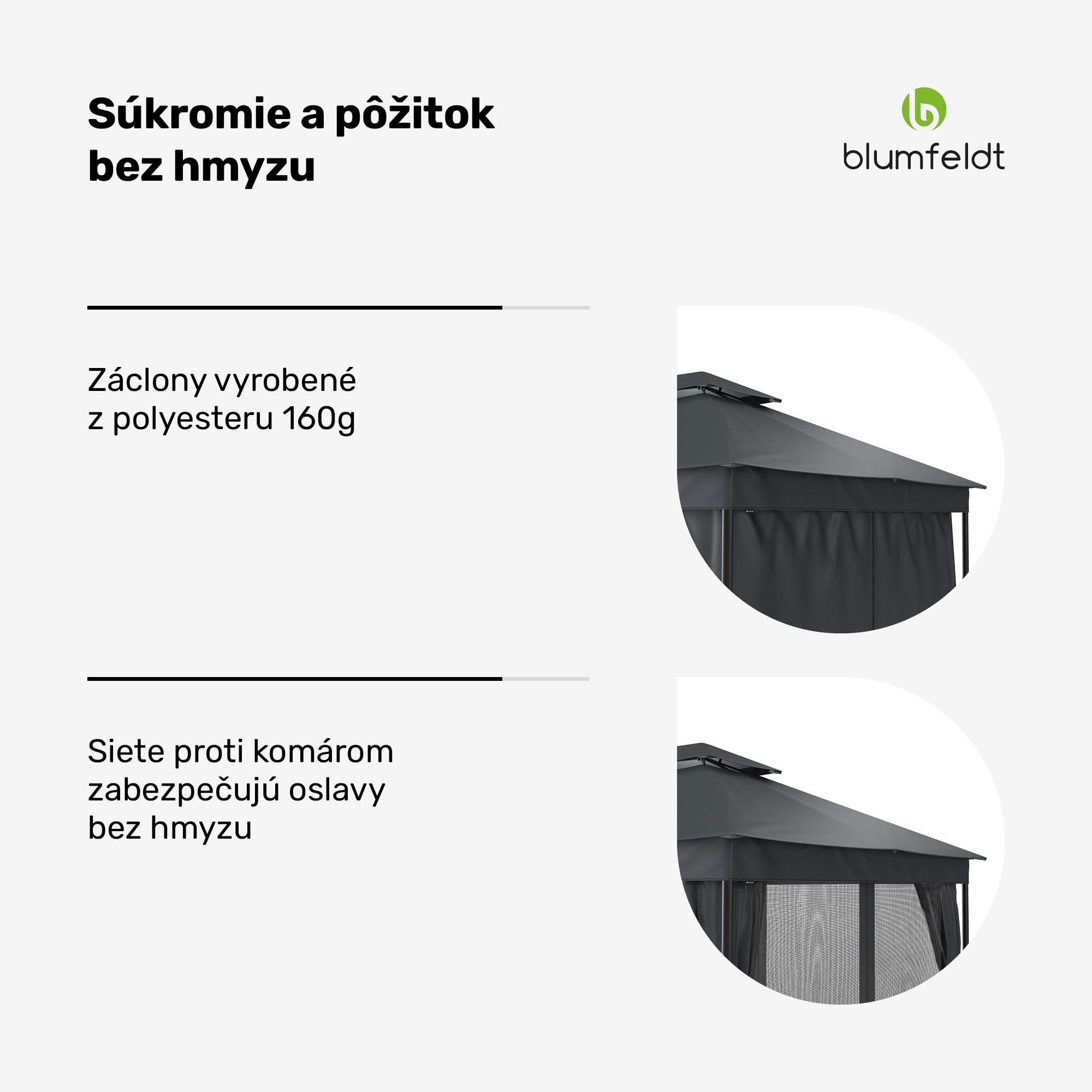 Blumfeldt Altánok Mondo Dual 3x4 s dvojitou strechou a sieťou proti hmyzu – Obrázok 5