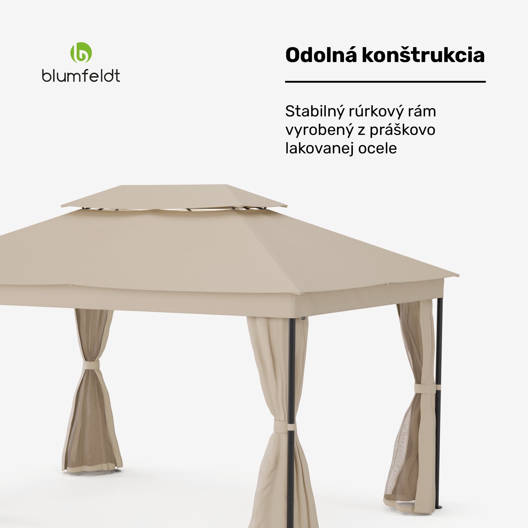 Blumfeldt Altánok Mondo Dual 3x4 s dvojitou strechou a sieťou proti hmyzu – Obrázok 2