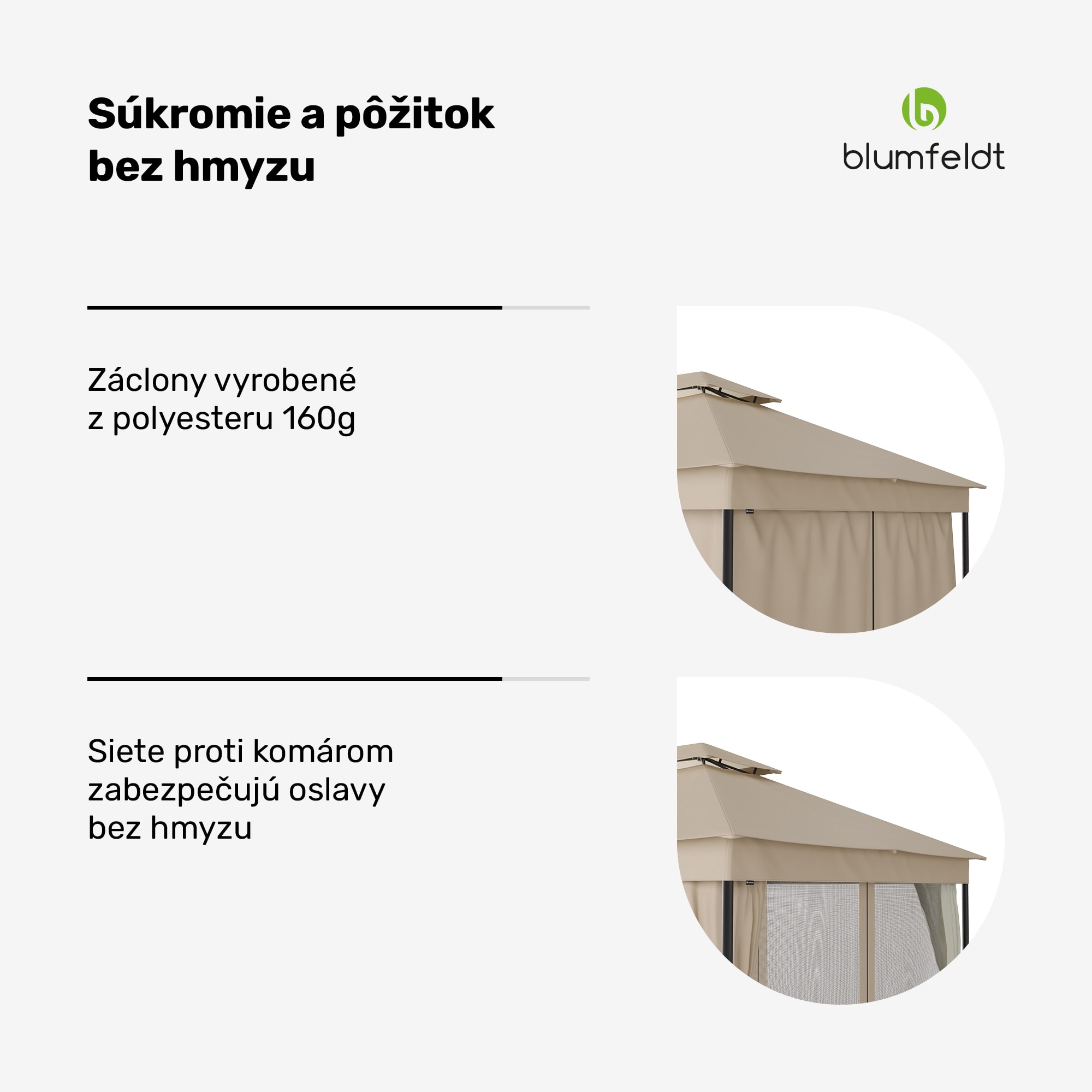 Blumfeldt Altánok Mondo Dual 3x4 s dvojitou strechou a sieťou proti hmyzu – Obrázok 4