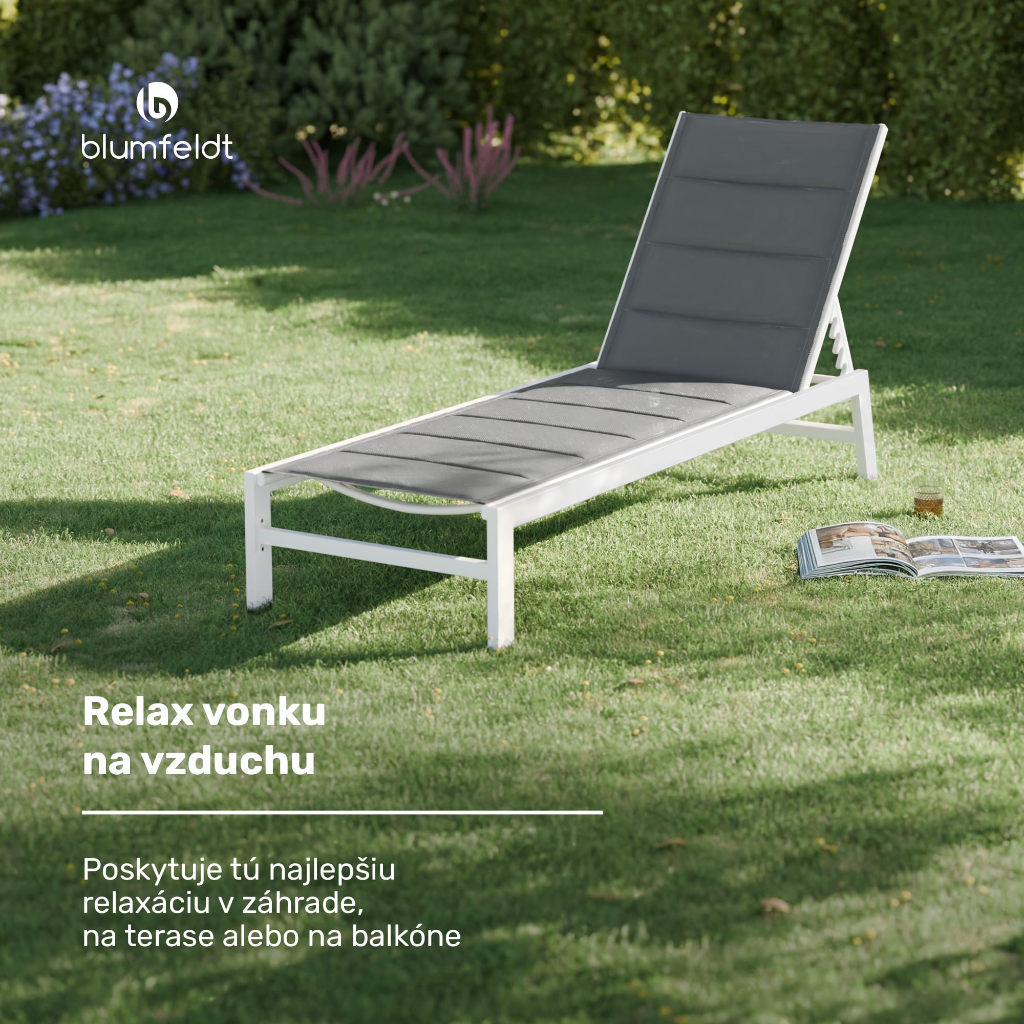 Blumfeldt Renazzo Lounge lehátko | Nosnosť 120 kg | 5 polôh | vodoodpudivé – Obrázok 3