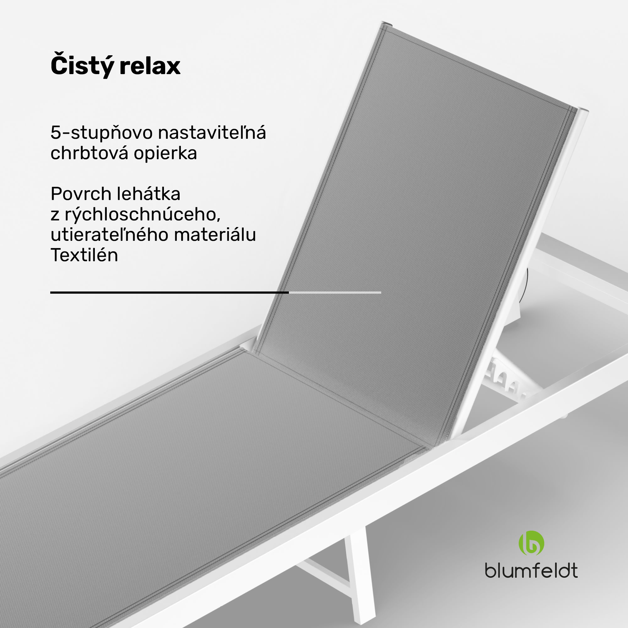 Blumfeldt Ležadlo Lucca Lounge | Nosnosť 120 kg | 5 polôh | vodeodolné – Obrázok 2