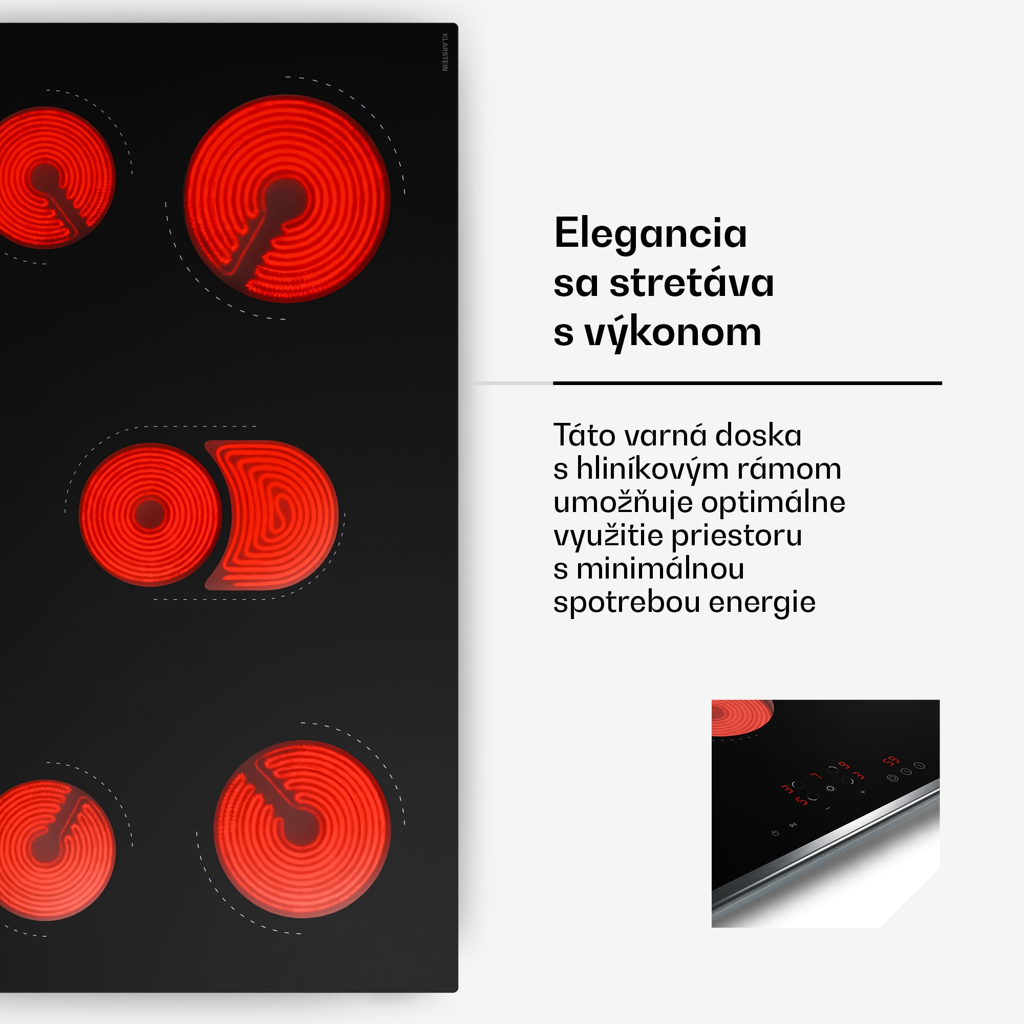 Klarstein Verosteel sklokeramická varná doska | Minimalistická, výkonná | 5 varných zón | 8400 W | 90 cm – Obrázok 4