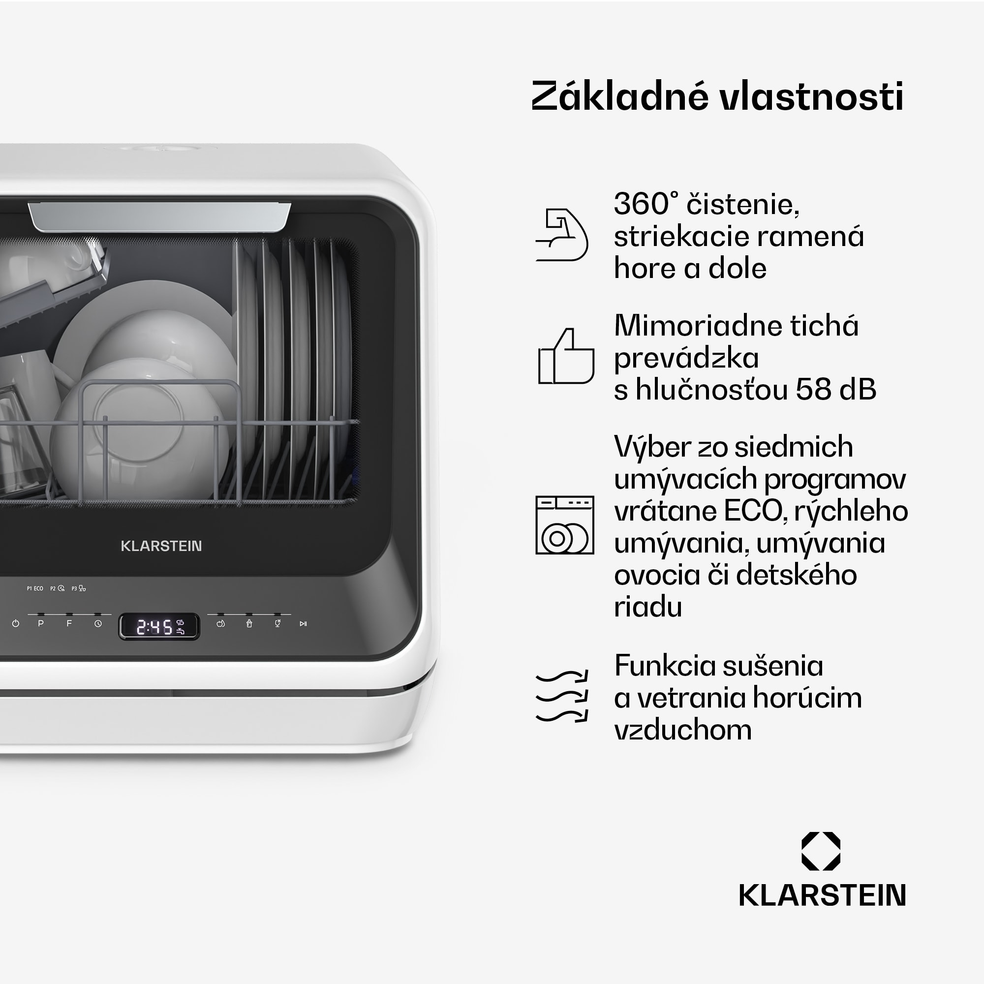 Klarstein Amazonia | Mini umývačka riadu | Kompaktná | 6 programov | Prenosná – Obrázok 3