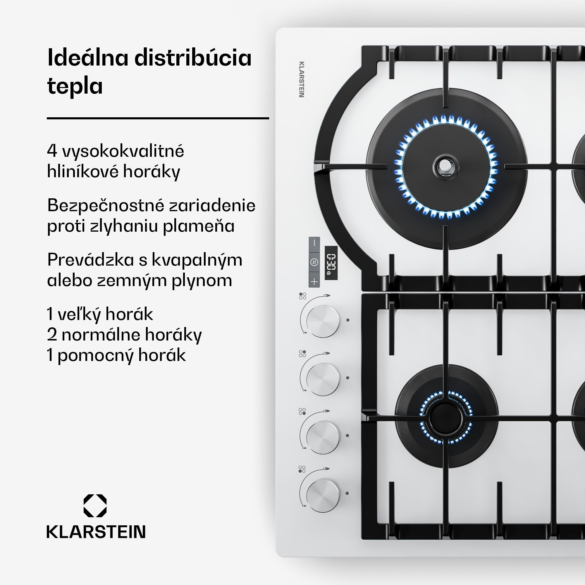 Klarstein Ignito plynová varná doska | 8 kW | liatinové podpery | časovač | regulácia teploty – Obrázok 3