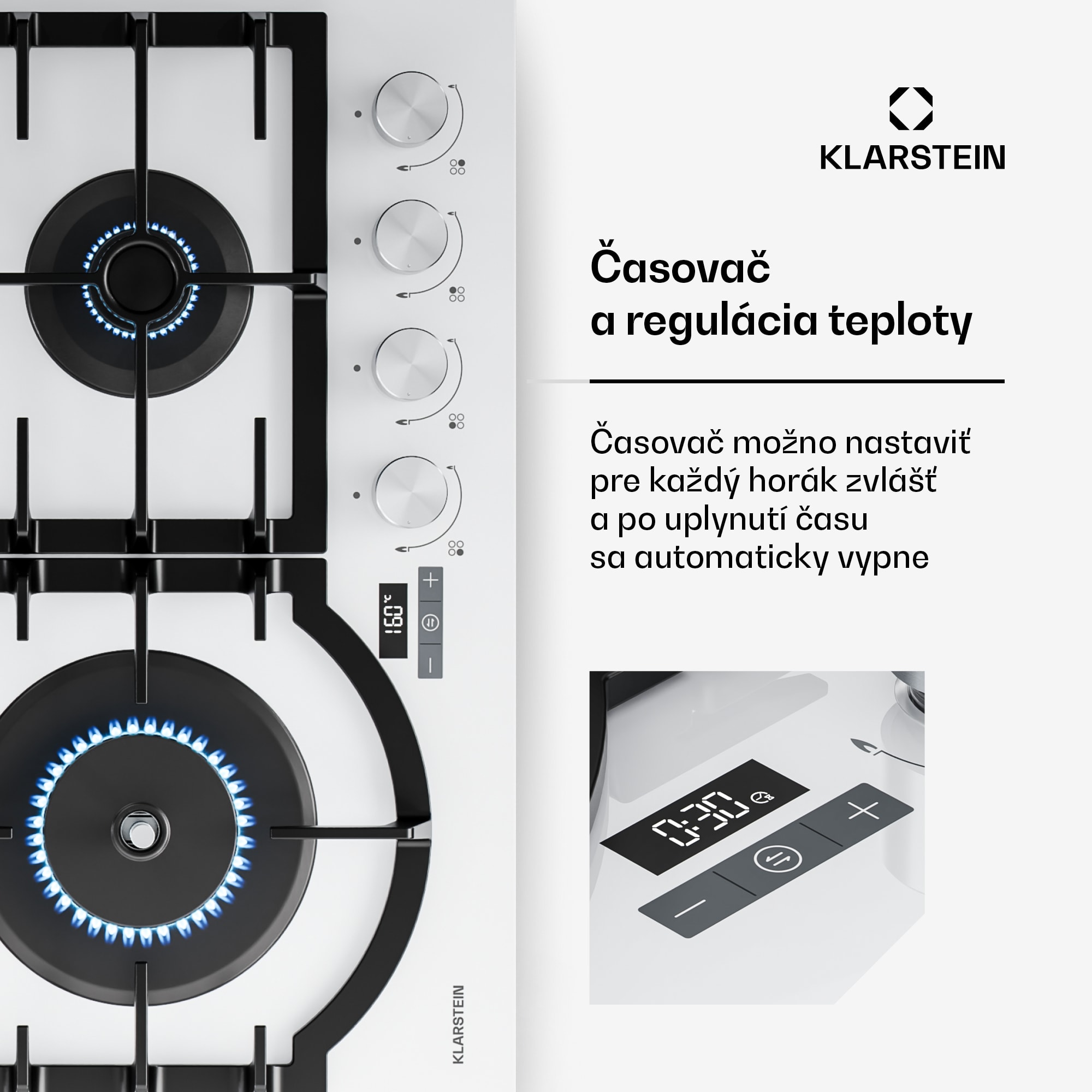 Klarstein Ignito plynová varná doska | 8 kW | liatinové podpery | časovač | regulácia teploty – Obrázok 4