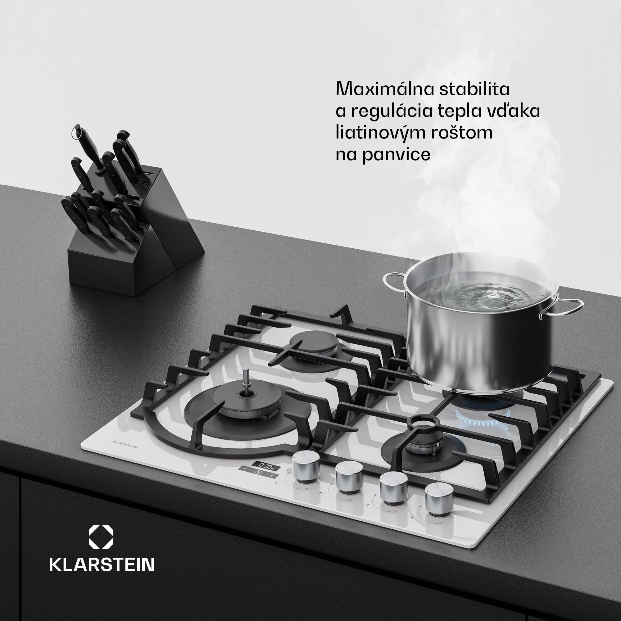 Klarstein Ignito plynová varná doska | 8 kW | liatinové podpery | časovač | regulácia teploty – Obrázok 5