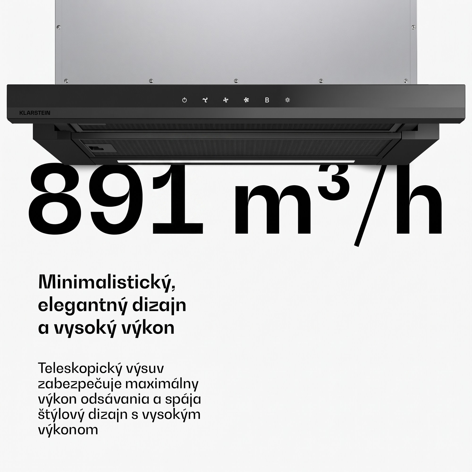Klarstein Velaire vysúvacia digestorová kapucňa 60 cm | Elegantná, minimalistická, výkonná | EEC A++ | 891 m³/h – Obrázok 4