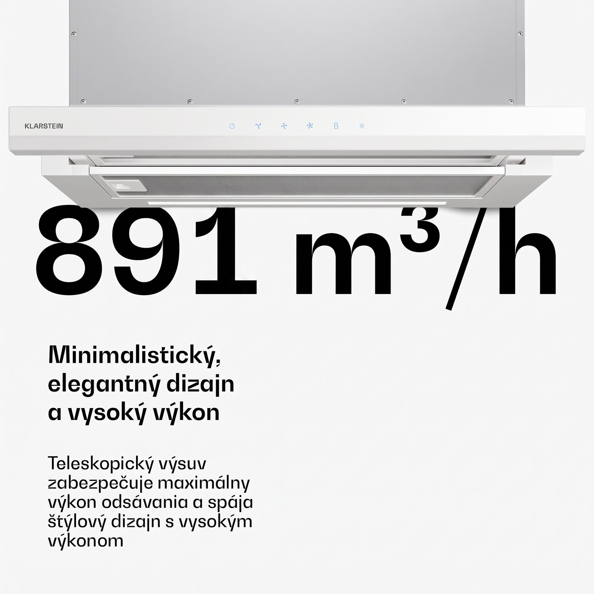 Klarstein Velaire vysúvacia digestorová kapucňa 60 cm | Elegantná, minimalistická, výkonná | EEC A++ | 891 m³/h – Obrázok 4