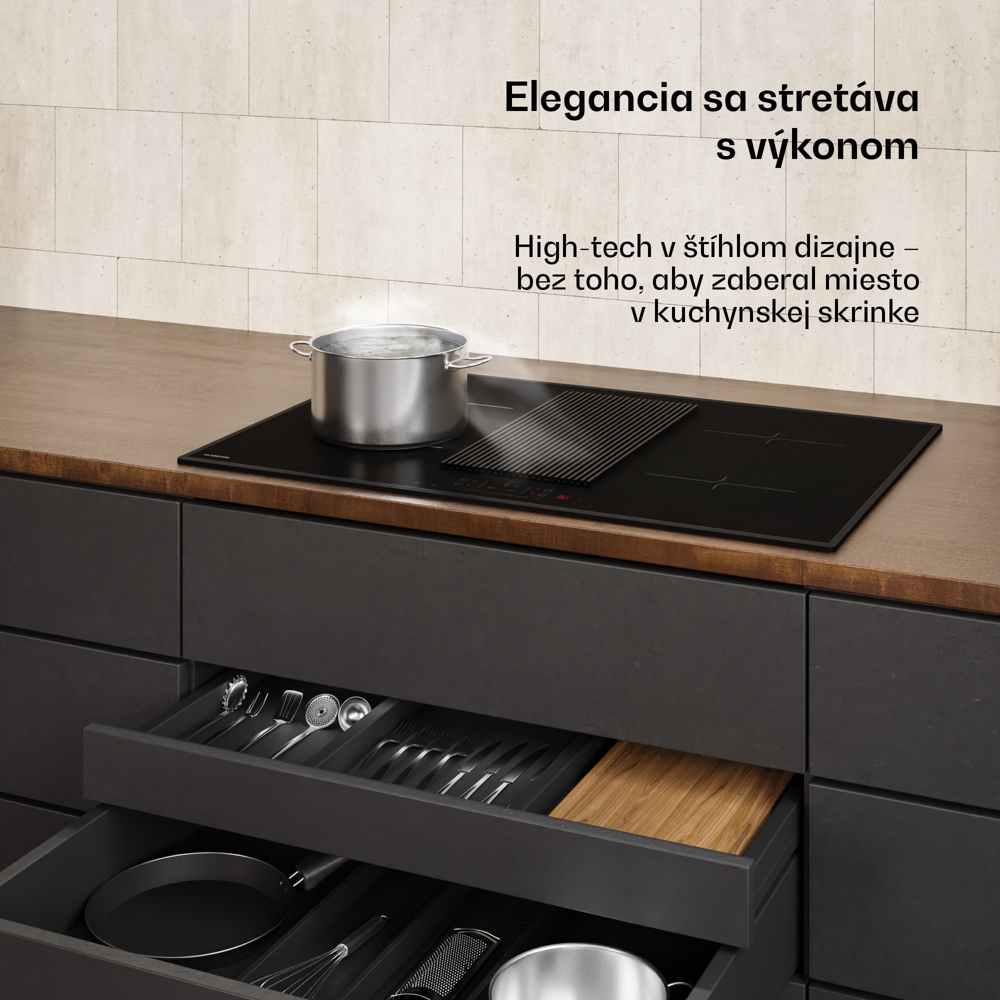 Klarstein Velaire indukčná varná doska s integrovaným digestorom Elegantná, minimalistická, výkonná 8400 W 80 cm – Obrázok 2