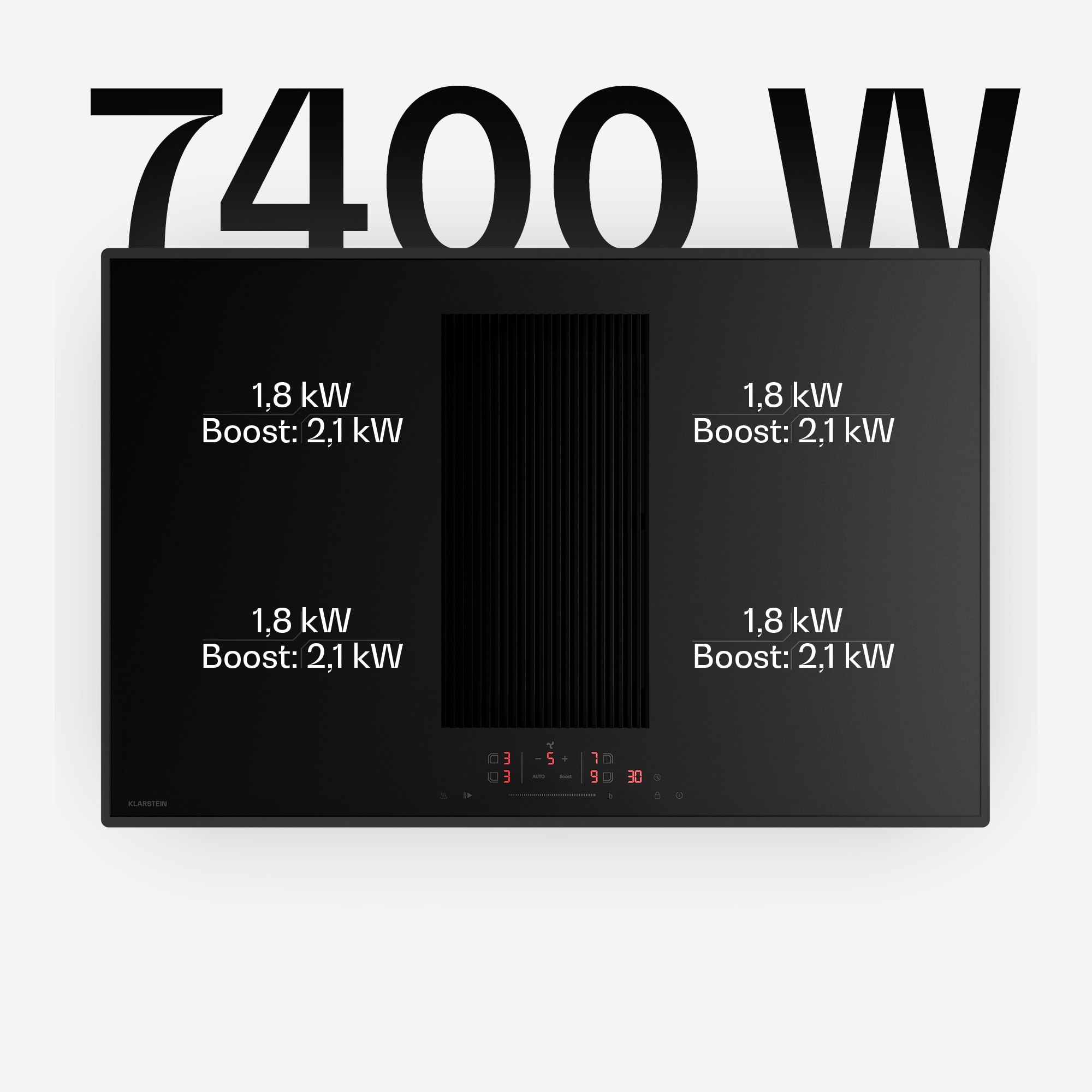 Klarstein Velaire indukčná varná doska s integrovaným digestorom Elegantná, minimalistická, výkonná 8400 W 80 cm – Obrázok 3