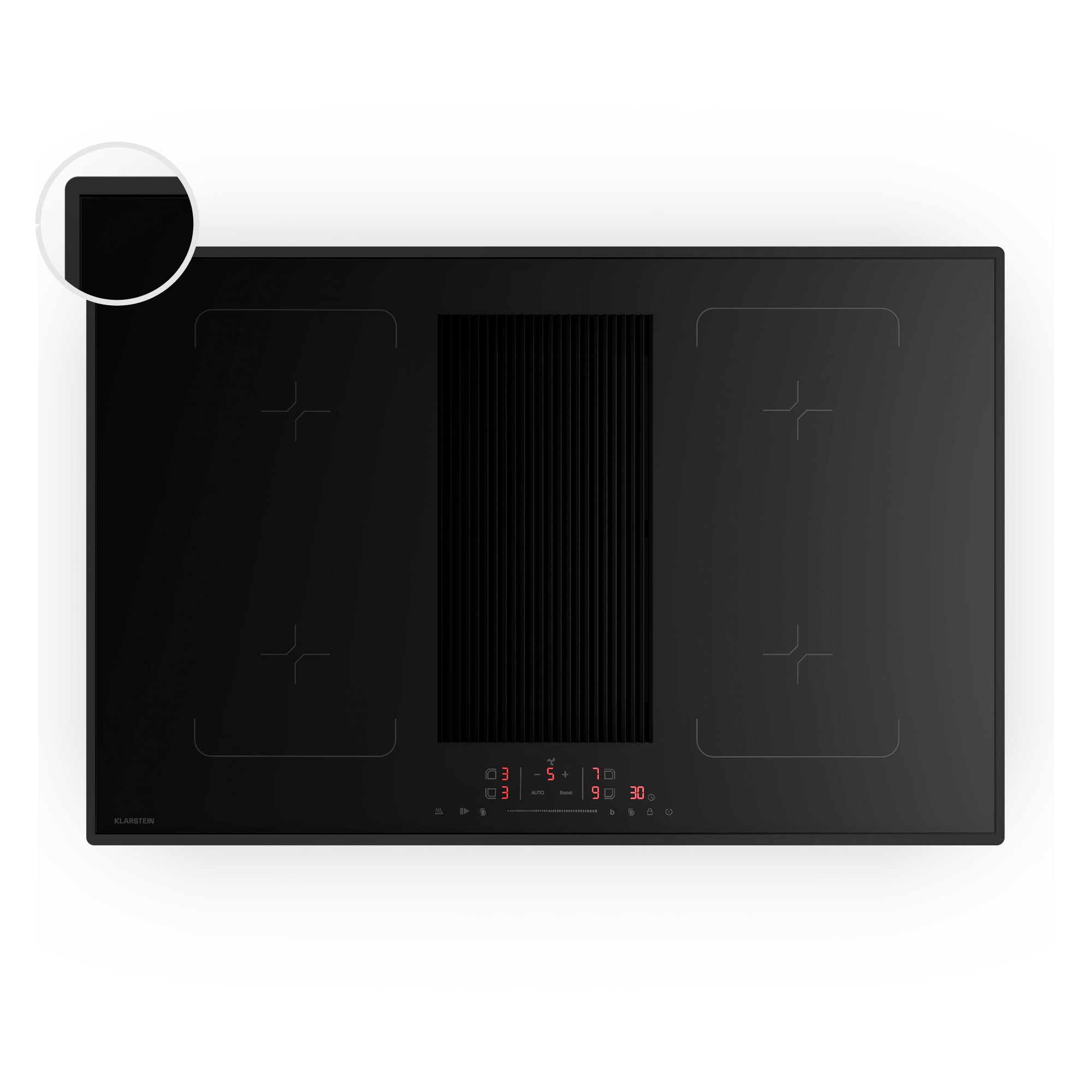 Klarstein Velaire flexi-indukčná varná doska s integrovaným digestorom Elegantná, minimalistická, výkonná 8400 W 80 cm