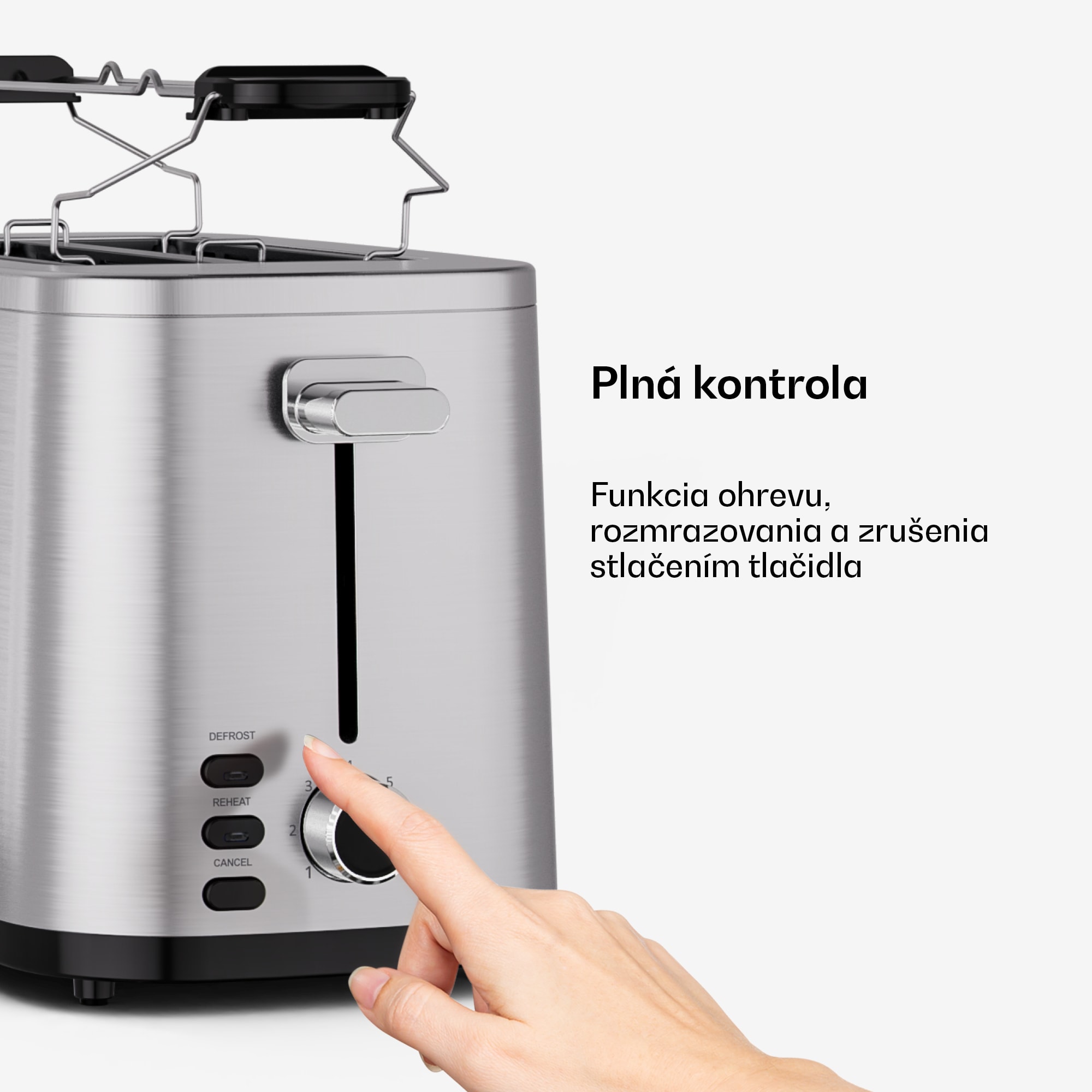 Klarstein VeroSteel hriankovač | 2 sloty | 800 W | 7 stupňov opečenia | nadstavec na žemle | nerezová oceľ – Obrázok 5