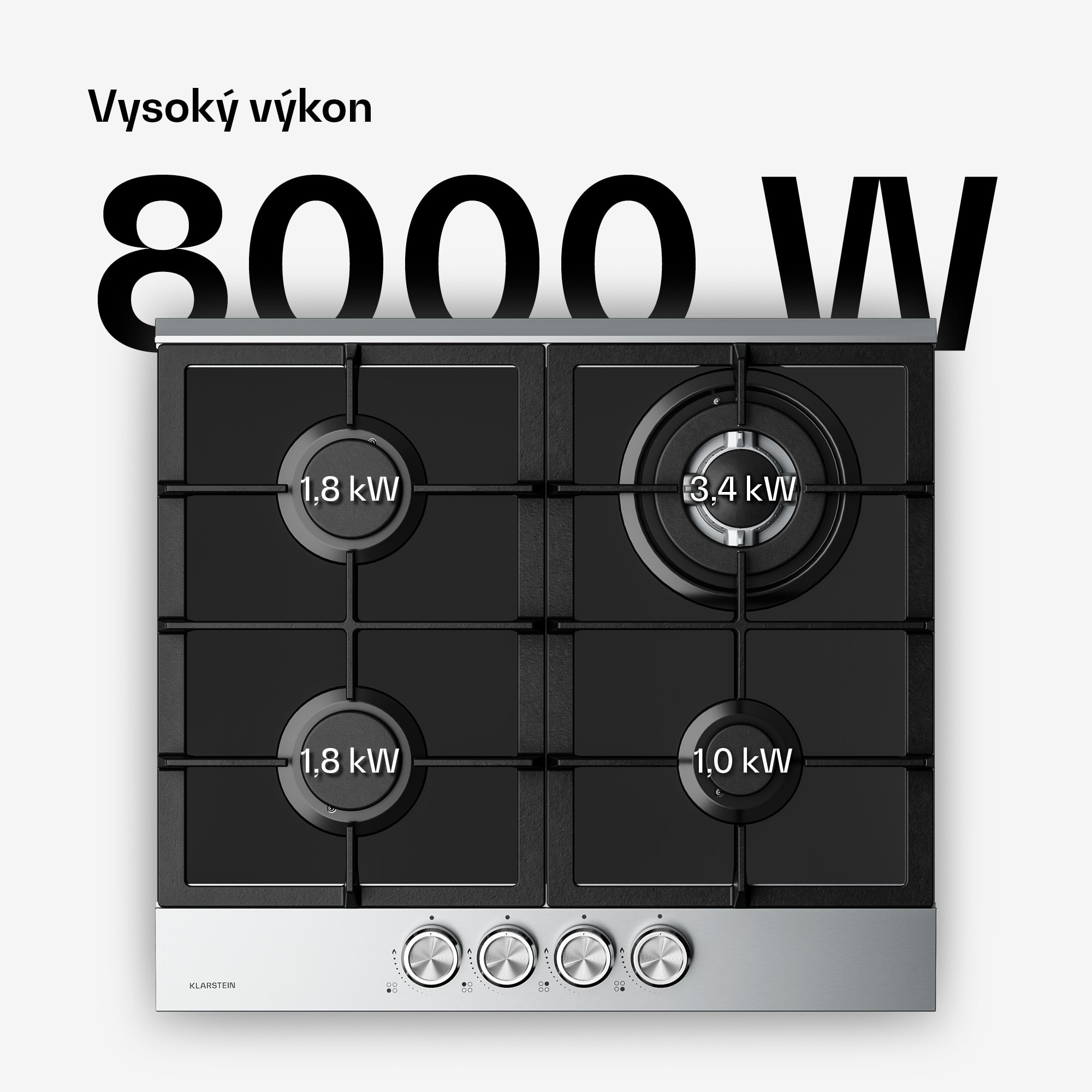 Klarstein Verosteel plynová varná doska | 4 horáky | elektrické zapaľovanie | zemný plyn a LPG | 8000 W | 60 cm – Obrázok 2