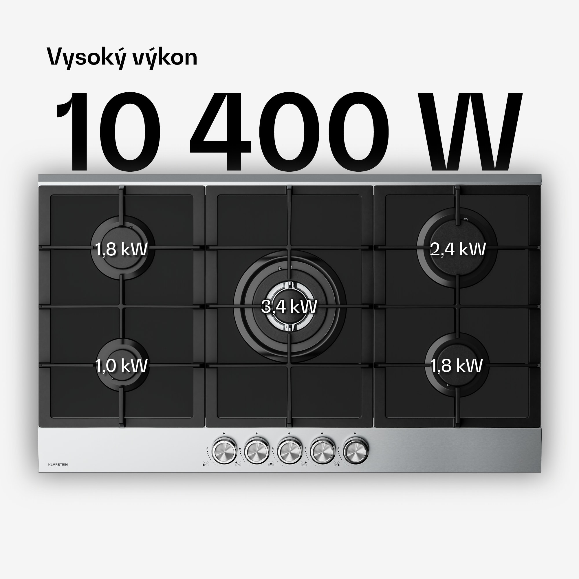 Klarstein Verosteel plynová varná doska | 5 horákov | elektrické zapaľovanie | kompatibilná s zemným plynom a LPG | 10400 W | 90 cm – Obrázok 3