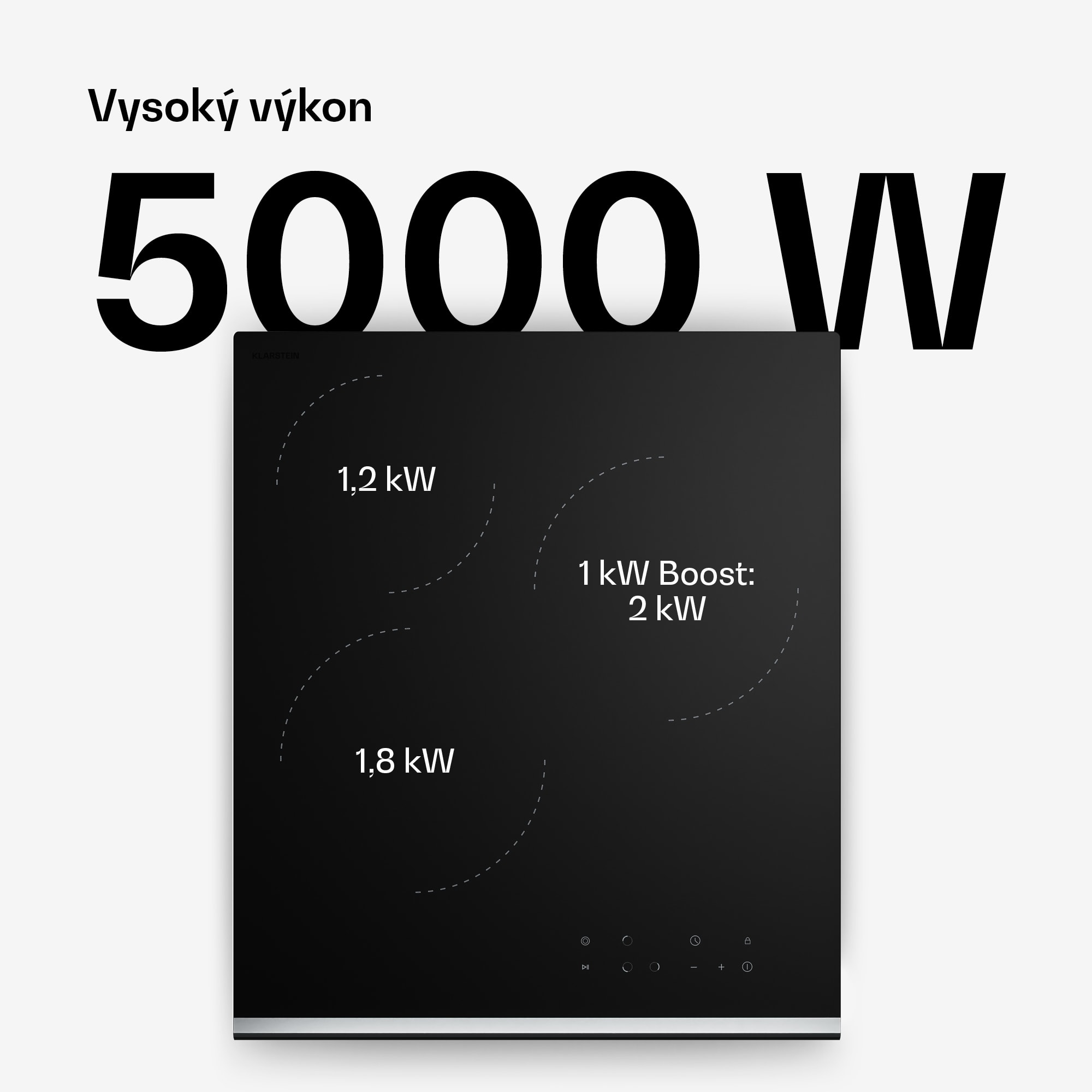 Klarstein Verosteel sklokeramická varná doska | 3 zóny | minimalistická, výkonná | 5000 W | 45 cm – Obrázok 3