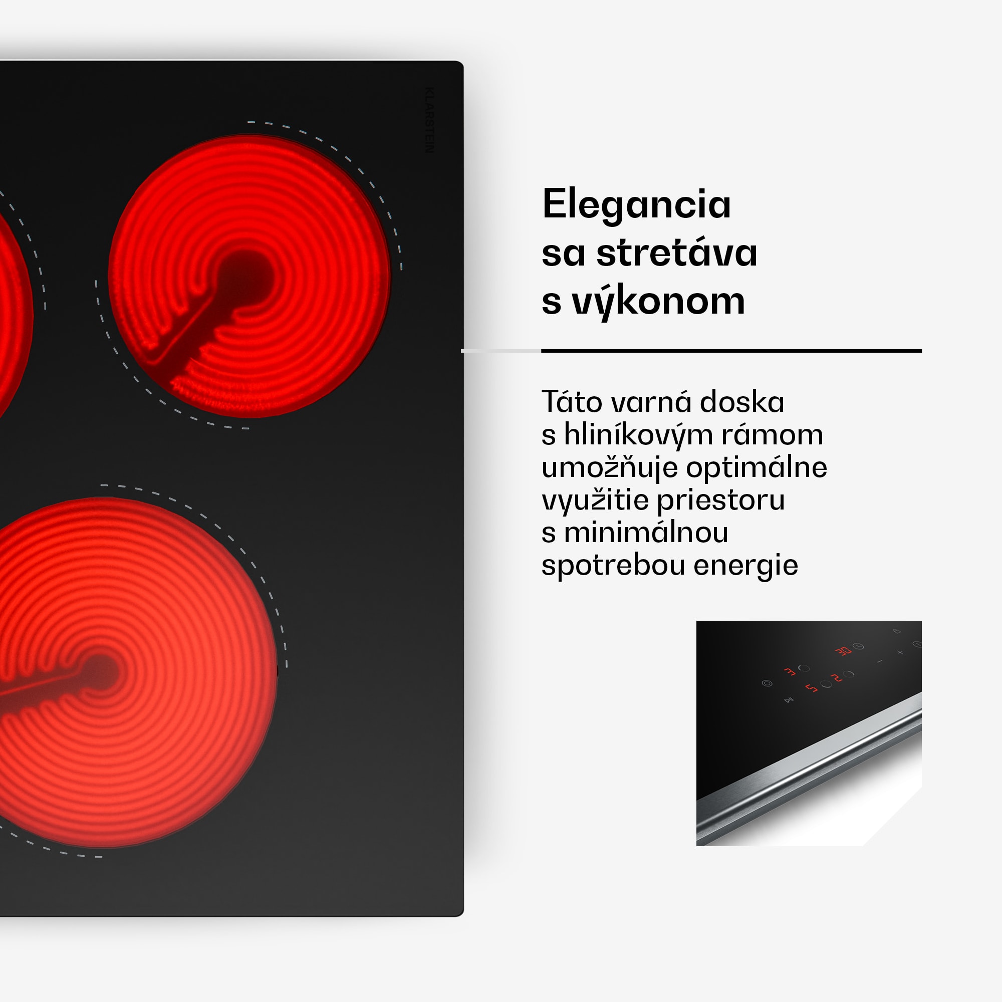Klarstein Verosteel sklokeramická varná doska | 3 zóny | minimalistická, výkonná | 5000 W | 45 cm – Obrázok 4