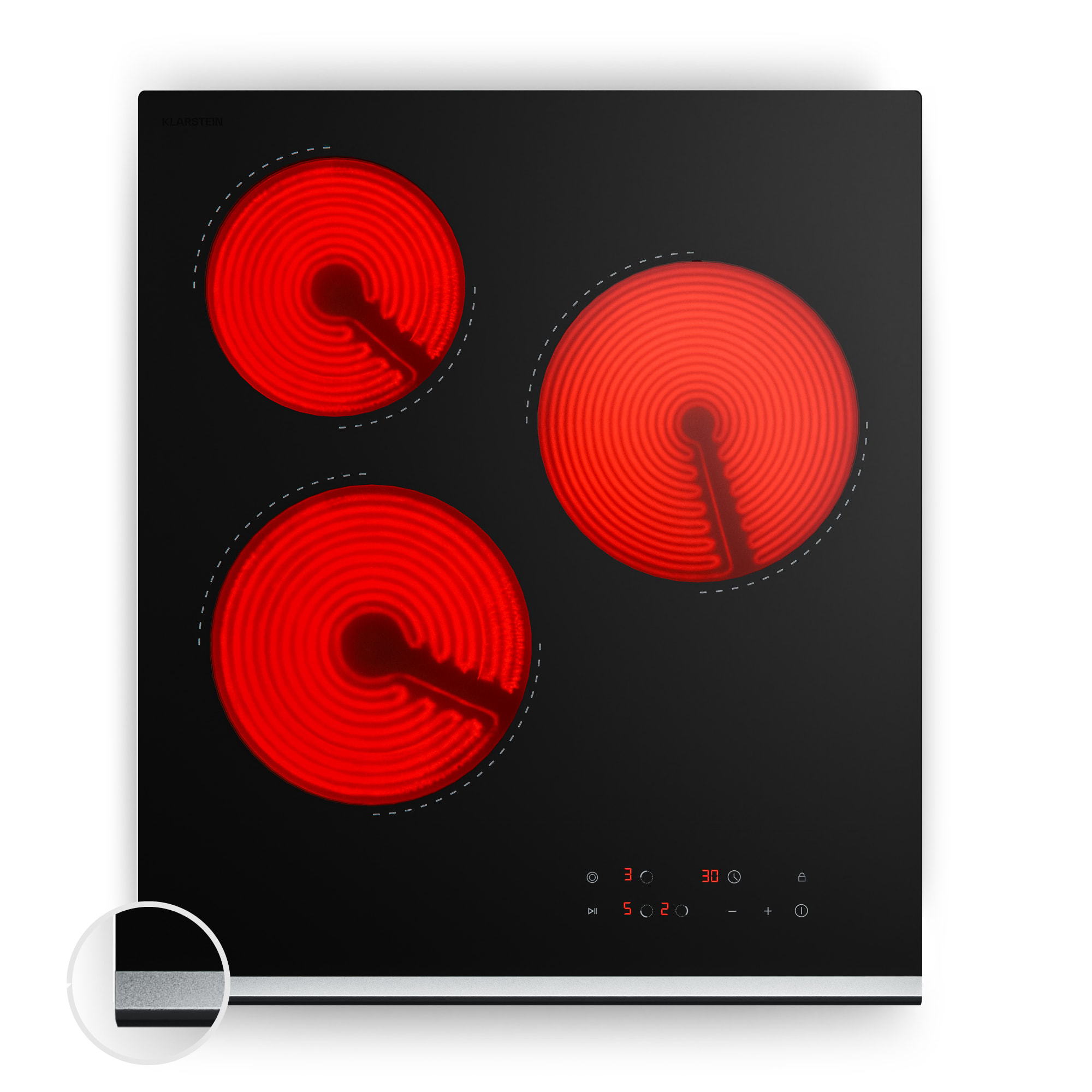 Klarstein Verosteel sklokeramická varná doska | 3 zóny | minimalistická, výkonná | 5000 W | 45 cm