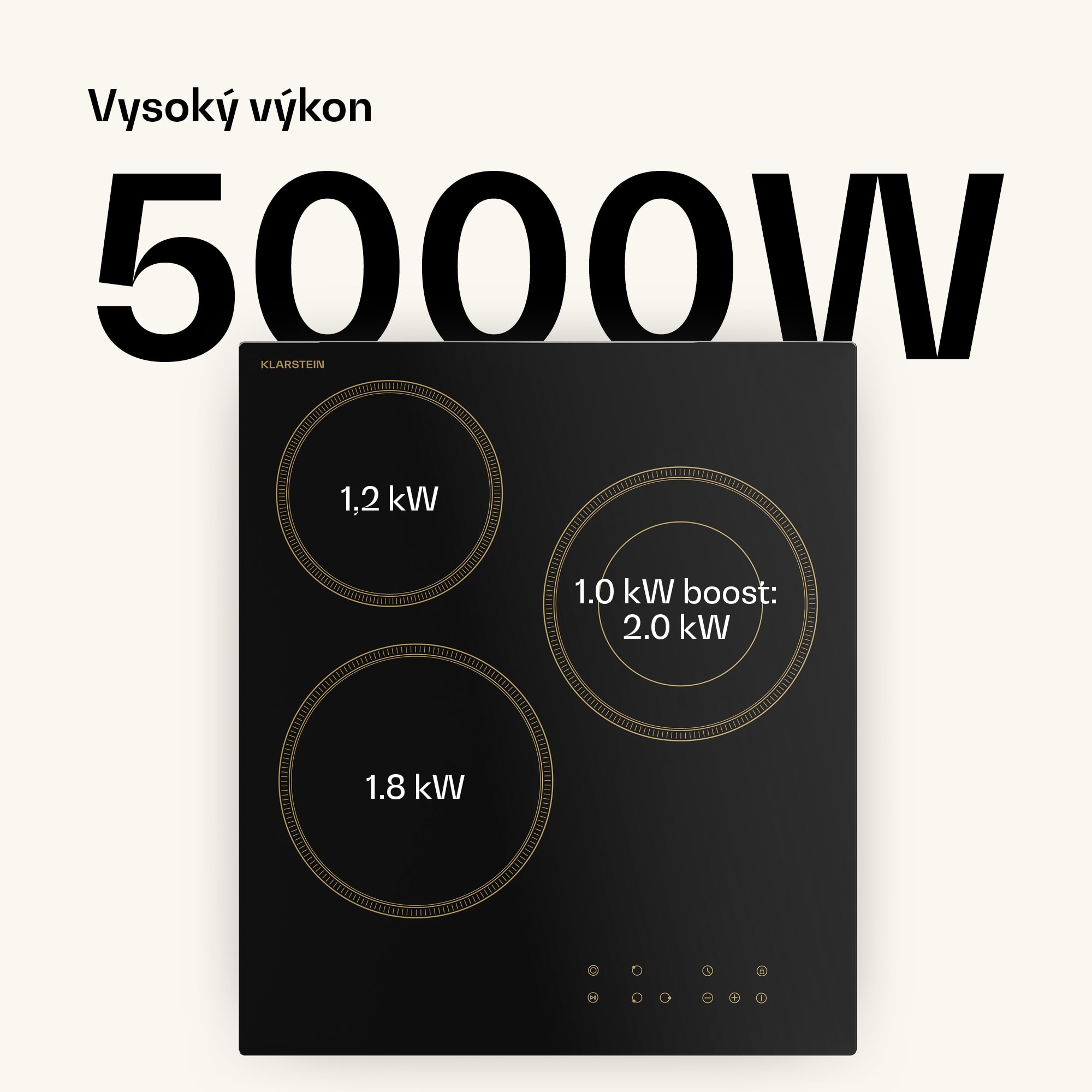 Klarstein Victoria sklokeramická varná doska | 3 zóny | Elegantná, nadčasová | 5000 W | 45 cm – Obrázok 3