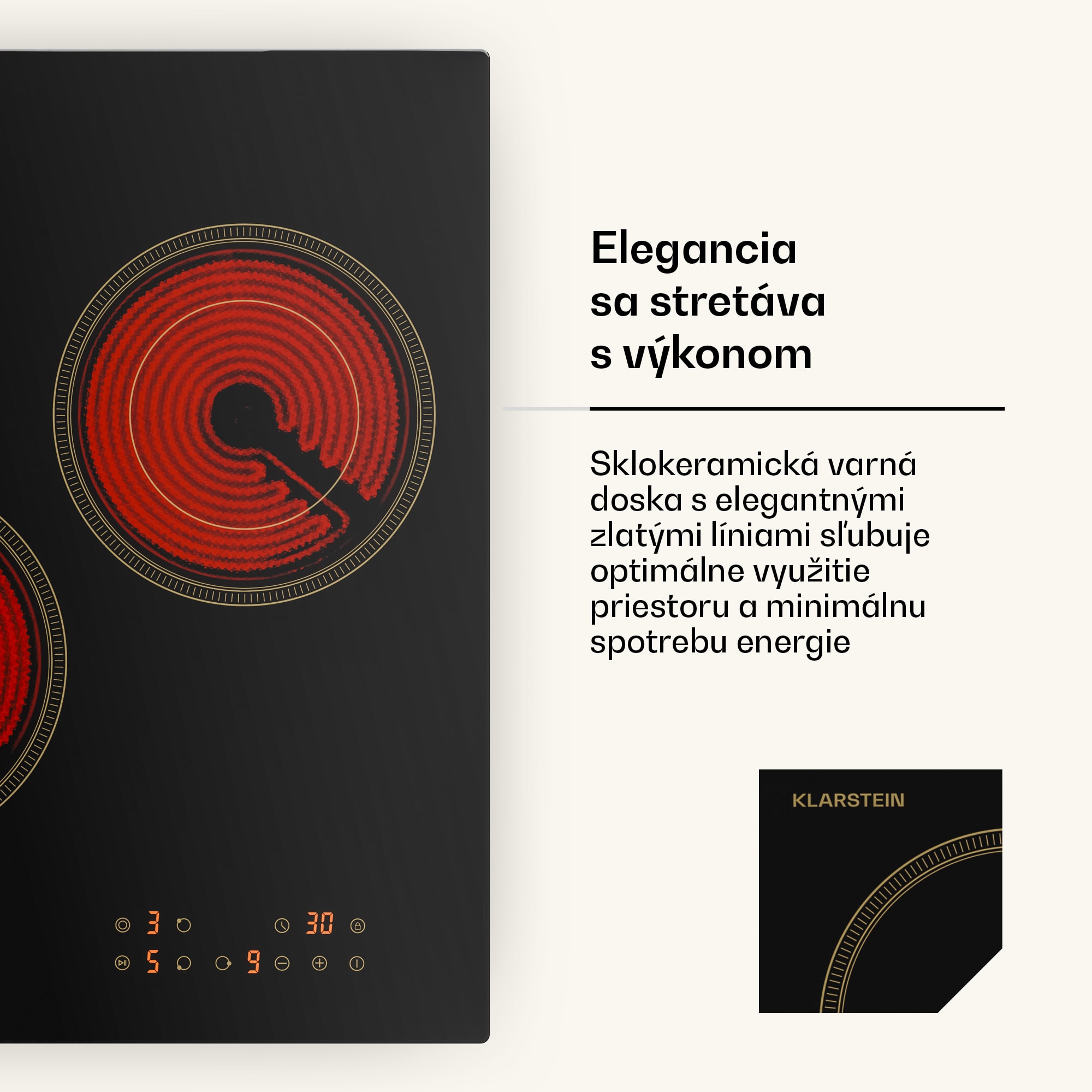 Klarstein Victoria sklokeramická varná doska | 3 zóny | Elegantná, nadčasová | 5000 W | 45 cm – Obrázok 4