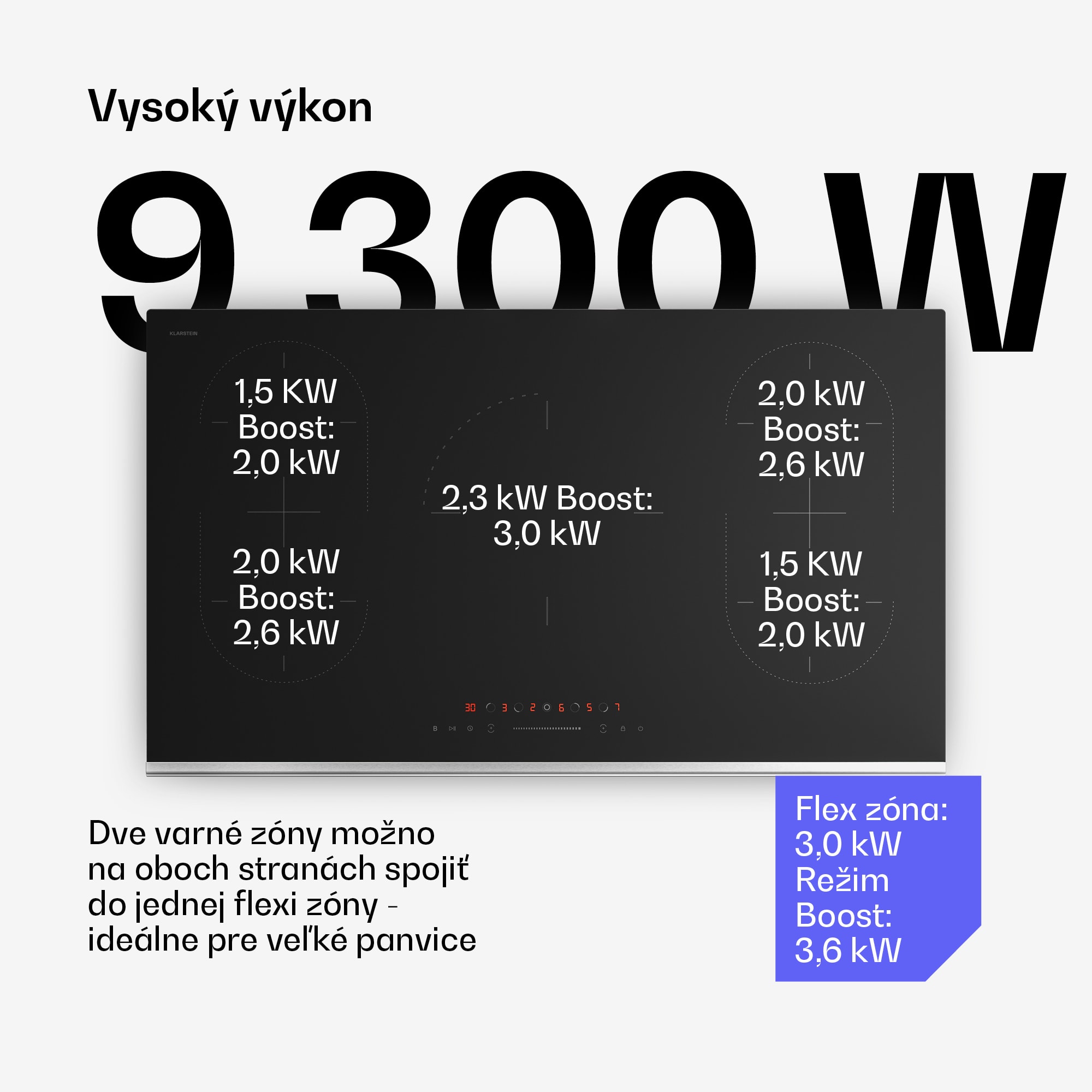 Klarstein Verosteel indukčná varná doska | Elegantná, minimalistická, výkonná | 5 varných zón | 12200 W | 90 cm – Obrázok 3