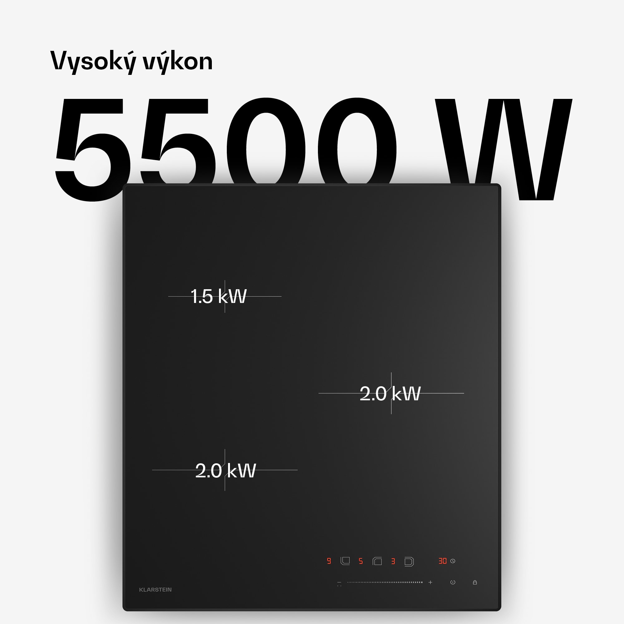 Klarstein Velaire indukčná varná doska | Elegantná, minimalistická, šetriaca miesto | 3 varné zóny | 5500 W | 45 cm – Obrázok 3