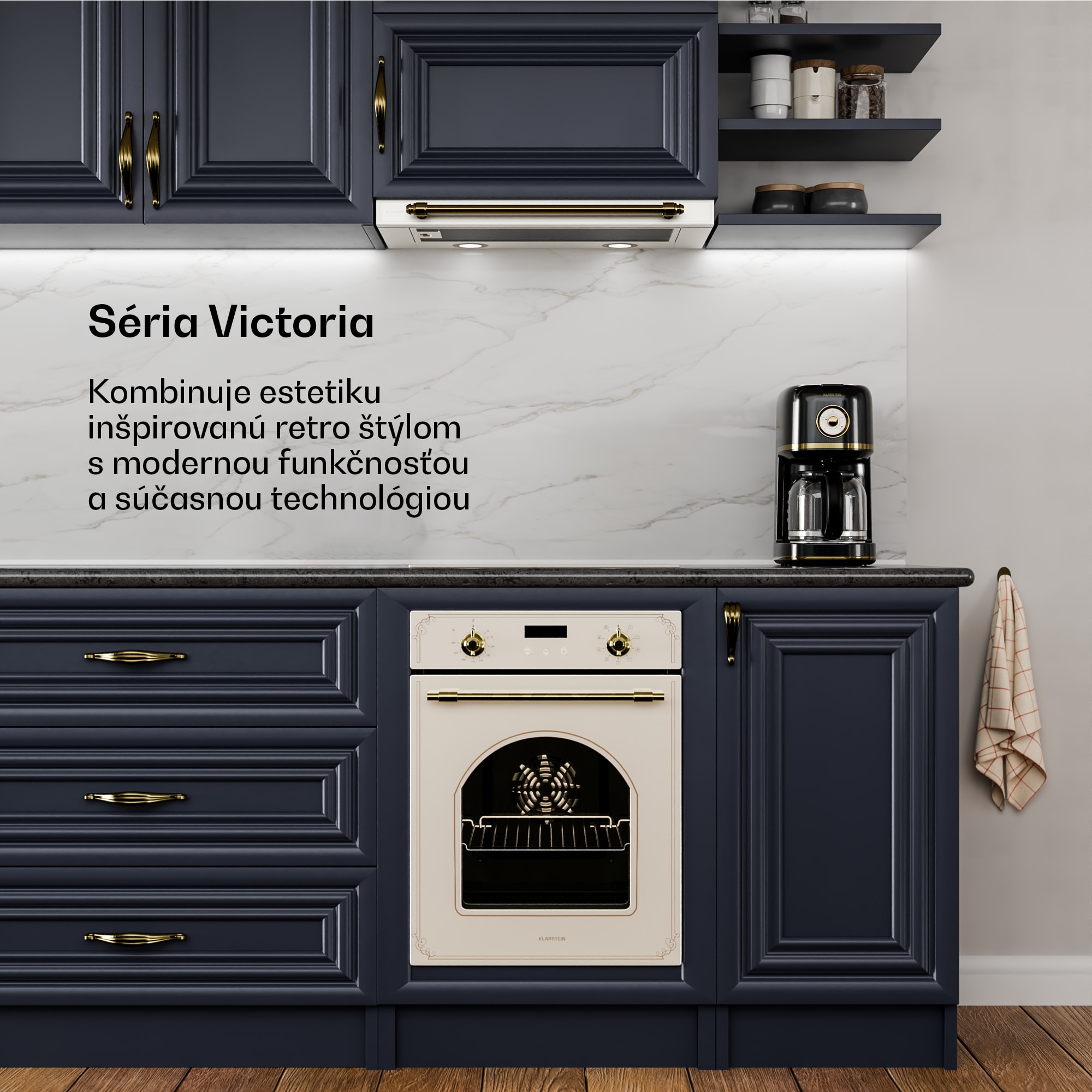 Klarstein Victoria výsuvný odsávač pár Elegantný, retro inšpirovaný, nadčasový EEC A++ 375 m³/h 60 cm
