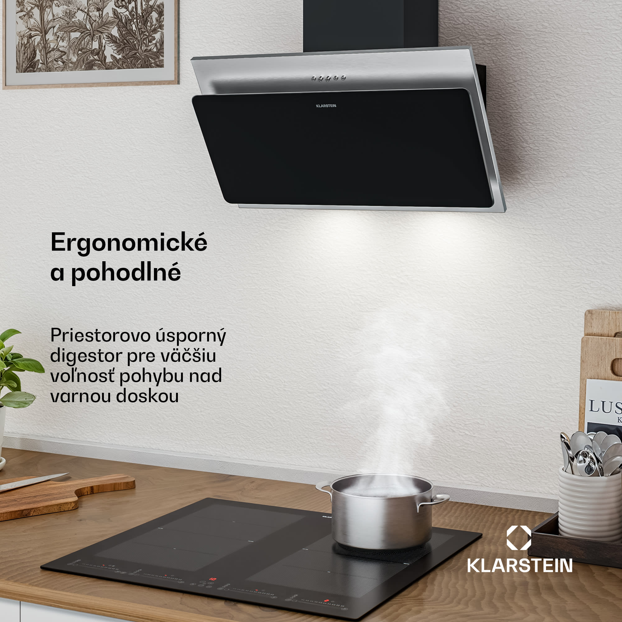 Klarstein Alessia komínová digestoř | odťahový a recirkulačný režim | nerez | 404 m³/h | 60 cm – Obrázok 3