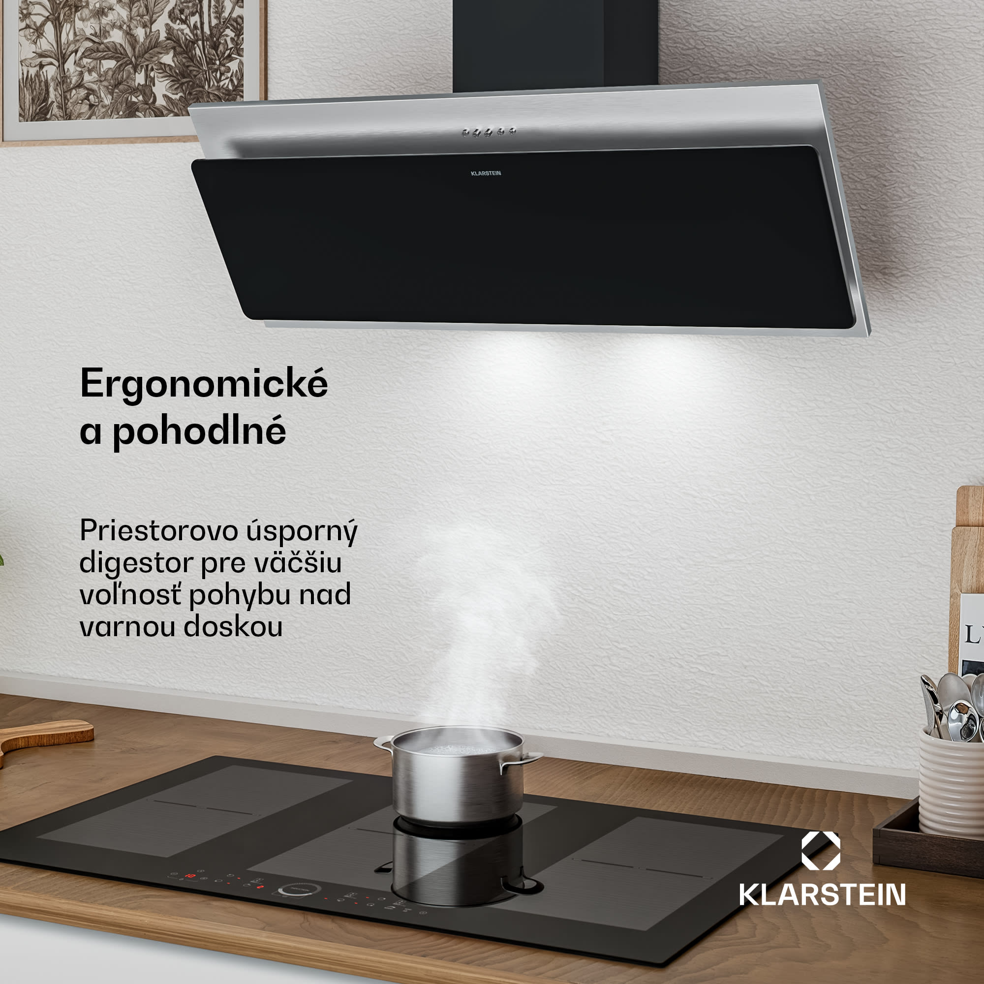 Klarstein Alessia komínová digestoř | odťah a recirkulácia | nerezová oceľ | 404 m³/h | 90 cm – Obrázok 3