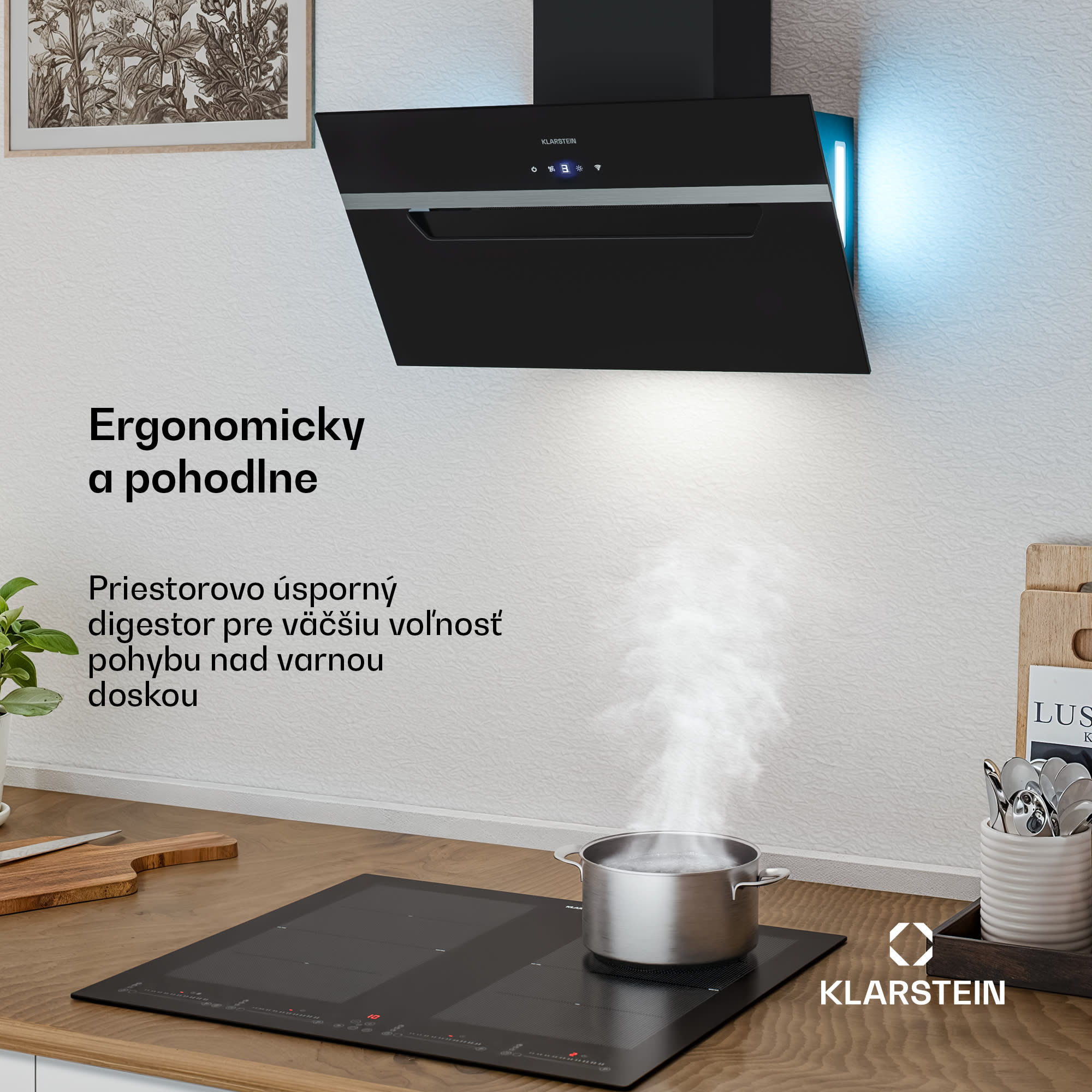 Klarstein BigBite odsávač bez stropu | odťah a recirkulácia | bezpečnostné sklo | 417 m³/h | 60 cm – Obrázok 3